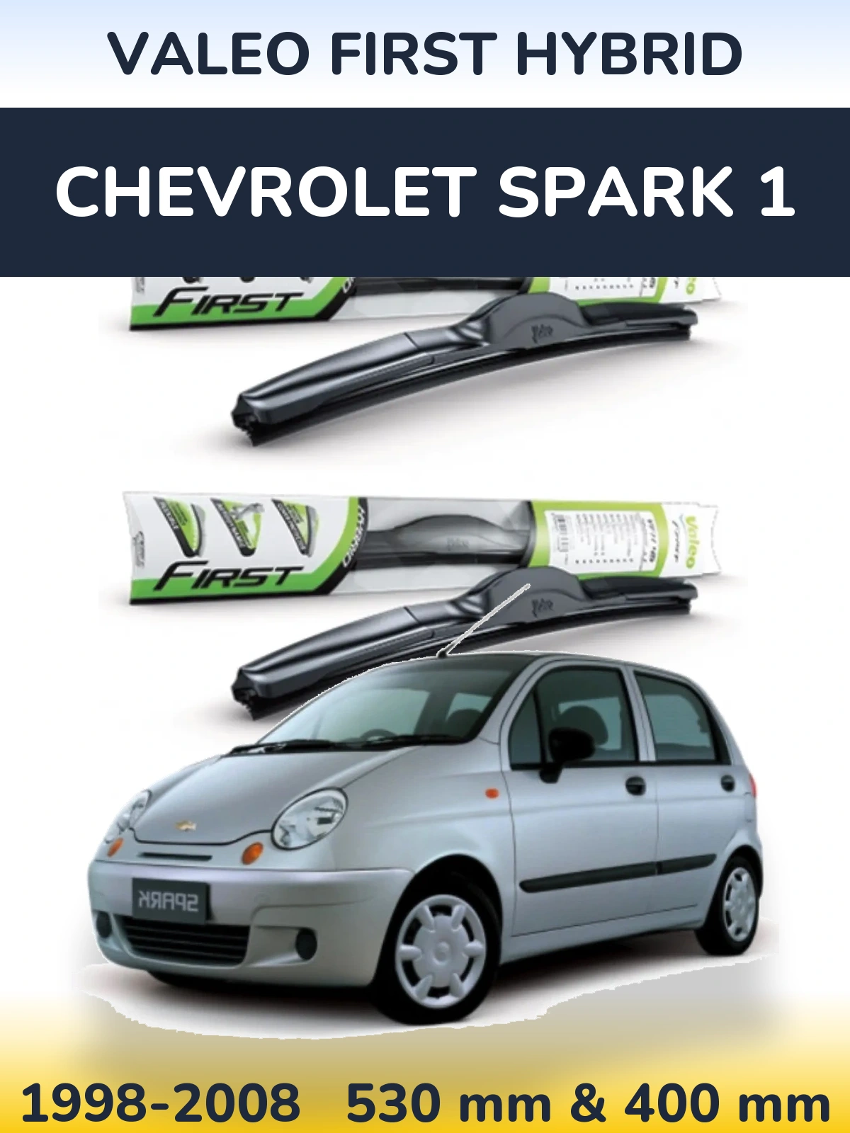 Sada předních stěračů Valeo First Hybrid 530 a 400 mm pro Chevrolet Spark 1 1998-2008