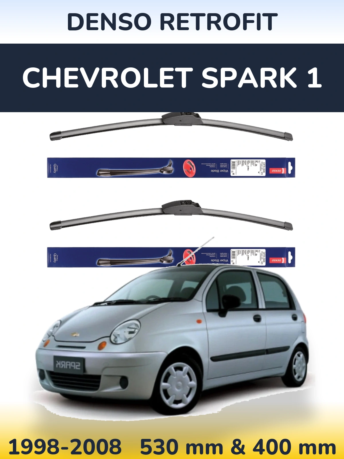 Sada předních stěračů Denso Retrofit 530 a 400 mm pro Chevrolet Spark 1 1998-2008