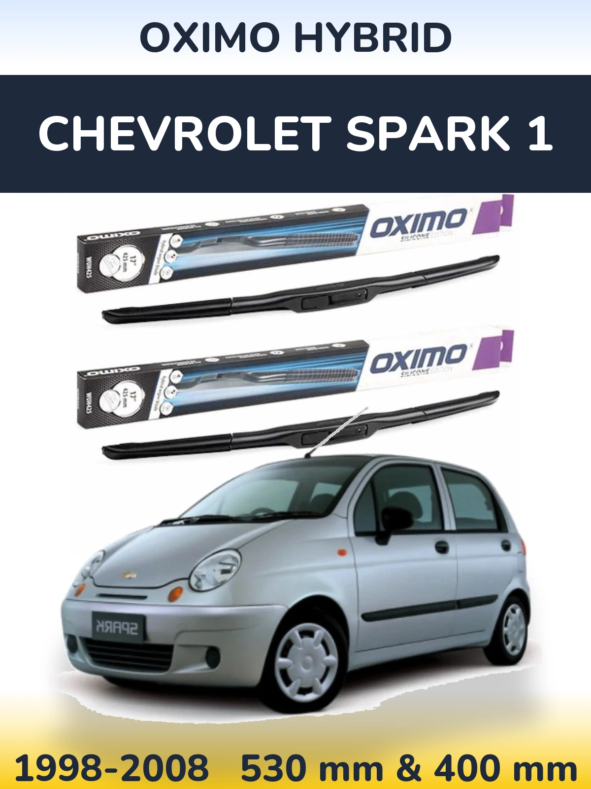 Sada předních stěračů Oximo Hybrid 530 a 400 mm pro Chevrolet Spark 1 1998-2008