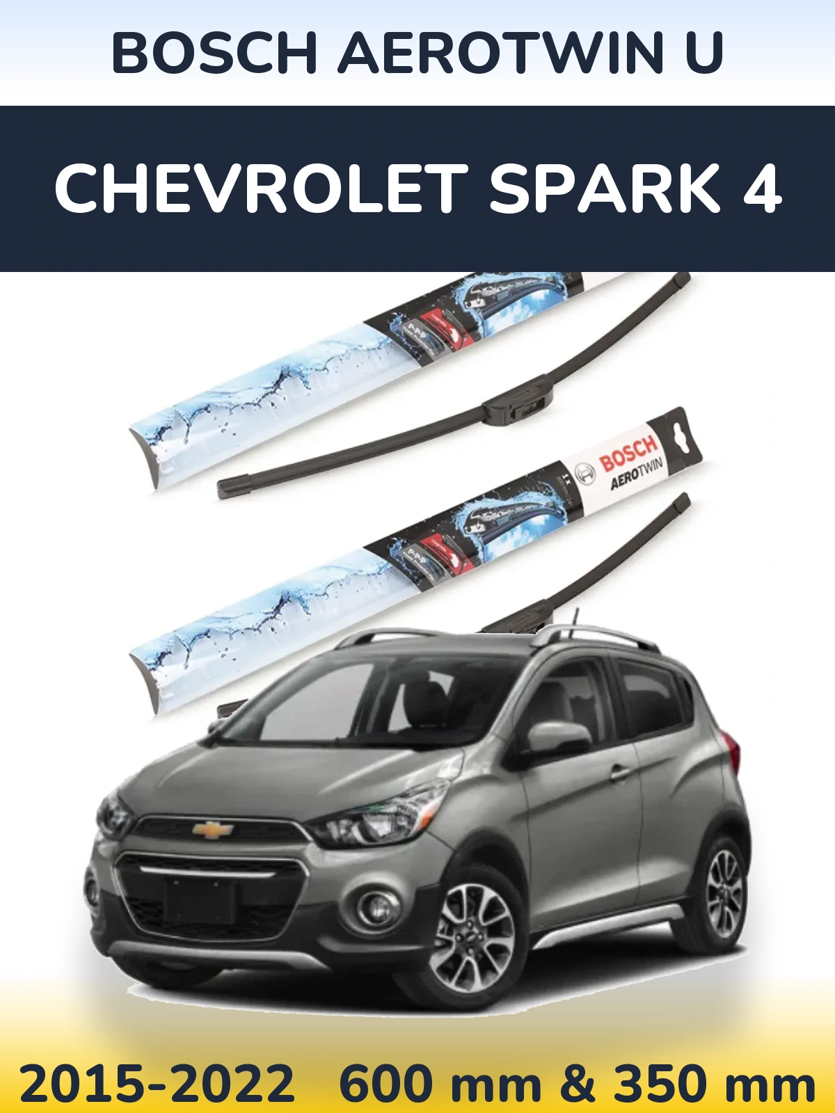 Sada předních stěračů BOSCH AeroTwin U 600 a 350 mm pro Chevrolet Spark 4 2015-2022