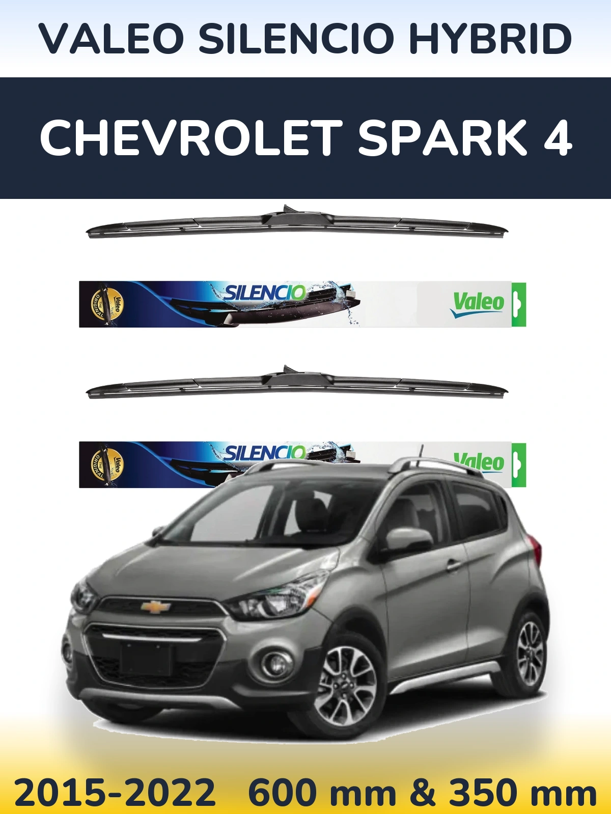 Комплект передніх щіток Valeo Silencio Hybrid 600 & 350 мм для Chevrolet Spark 4 2015-2022