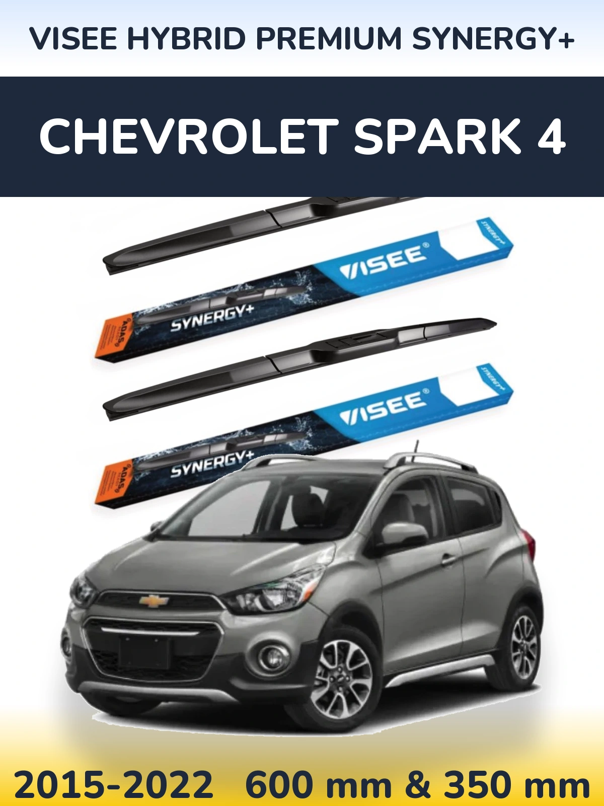 Комплект передніх щіток VISEE HYBRID PREMIUM SYNERGY+ 600 & 350 мм для Chevrolet Spark 4 2015-2022