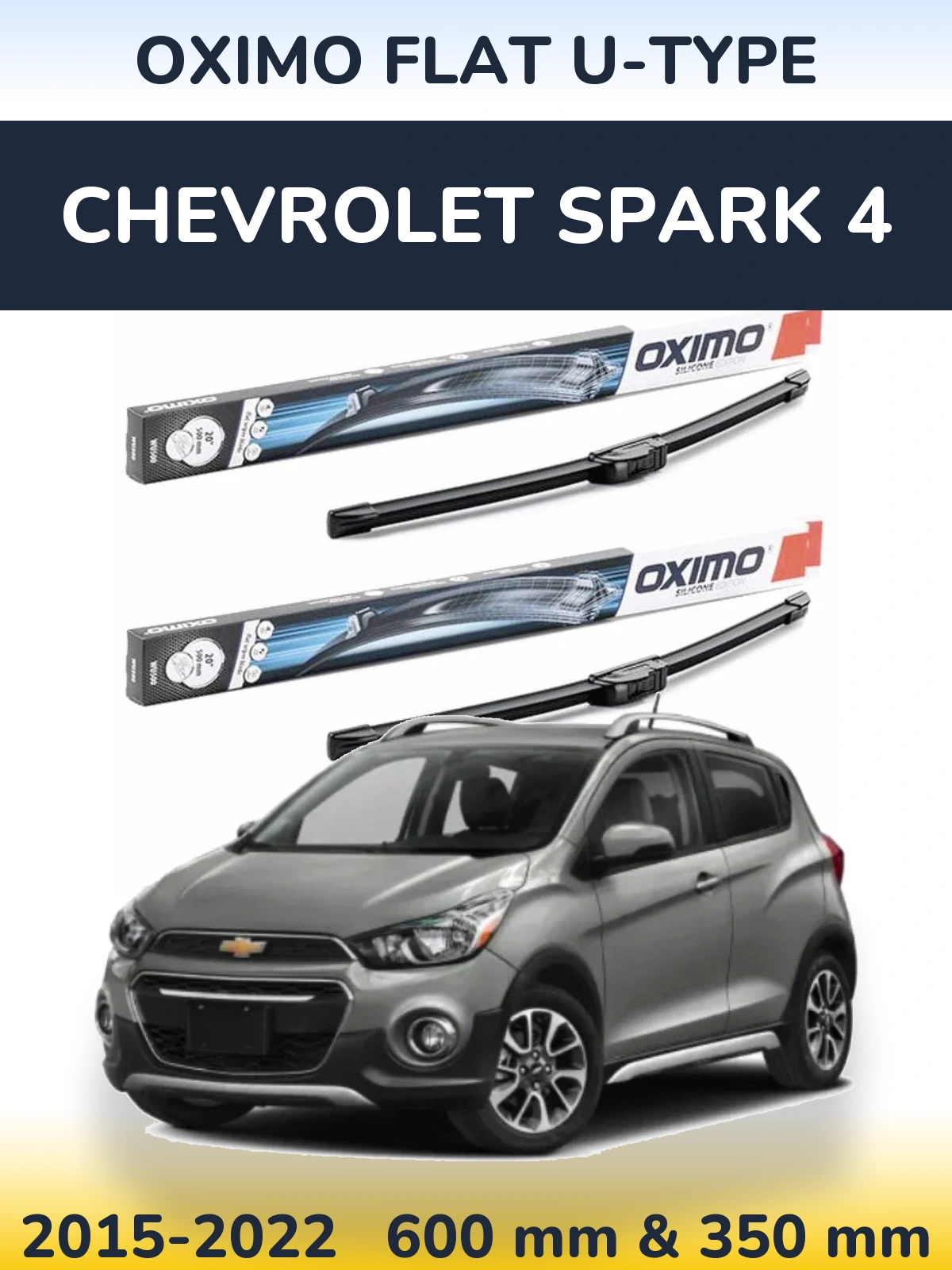 Комплект передніх щіток Oximo Flat U-type 600 & 350 мм для Chevrolet Spark 4 2015-2022