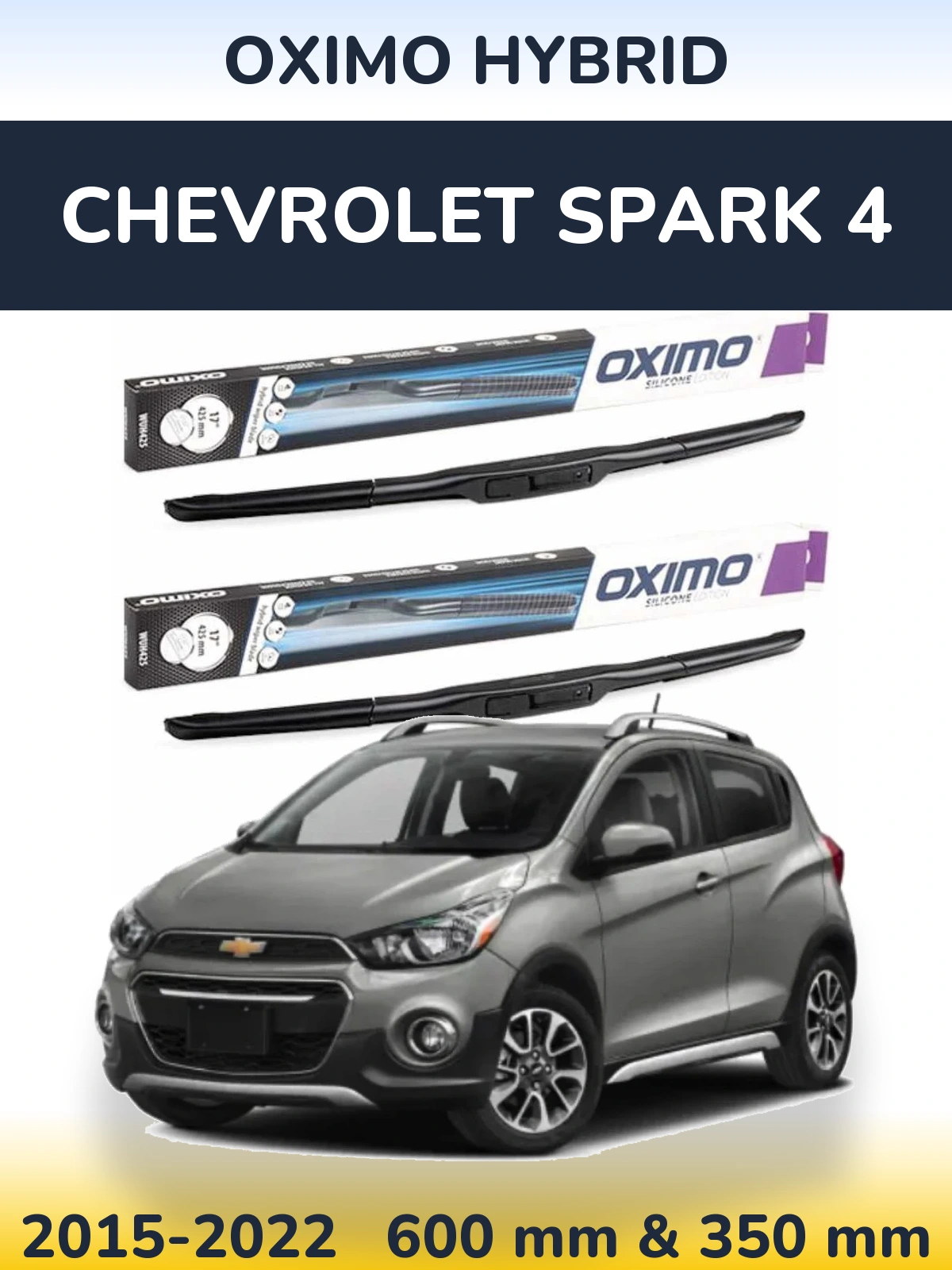 Комплект передніх щіток Oximo Hybrid 600 & 350 мм для Chevrolet Spark 4 2015-2022