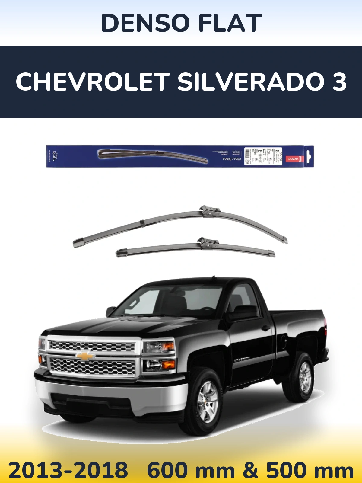 Sada předních stěračů Denso Flat 600 a 500 mm pro Chevrolet Silverado 3 2013-2018