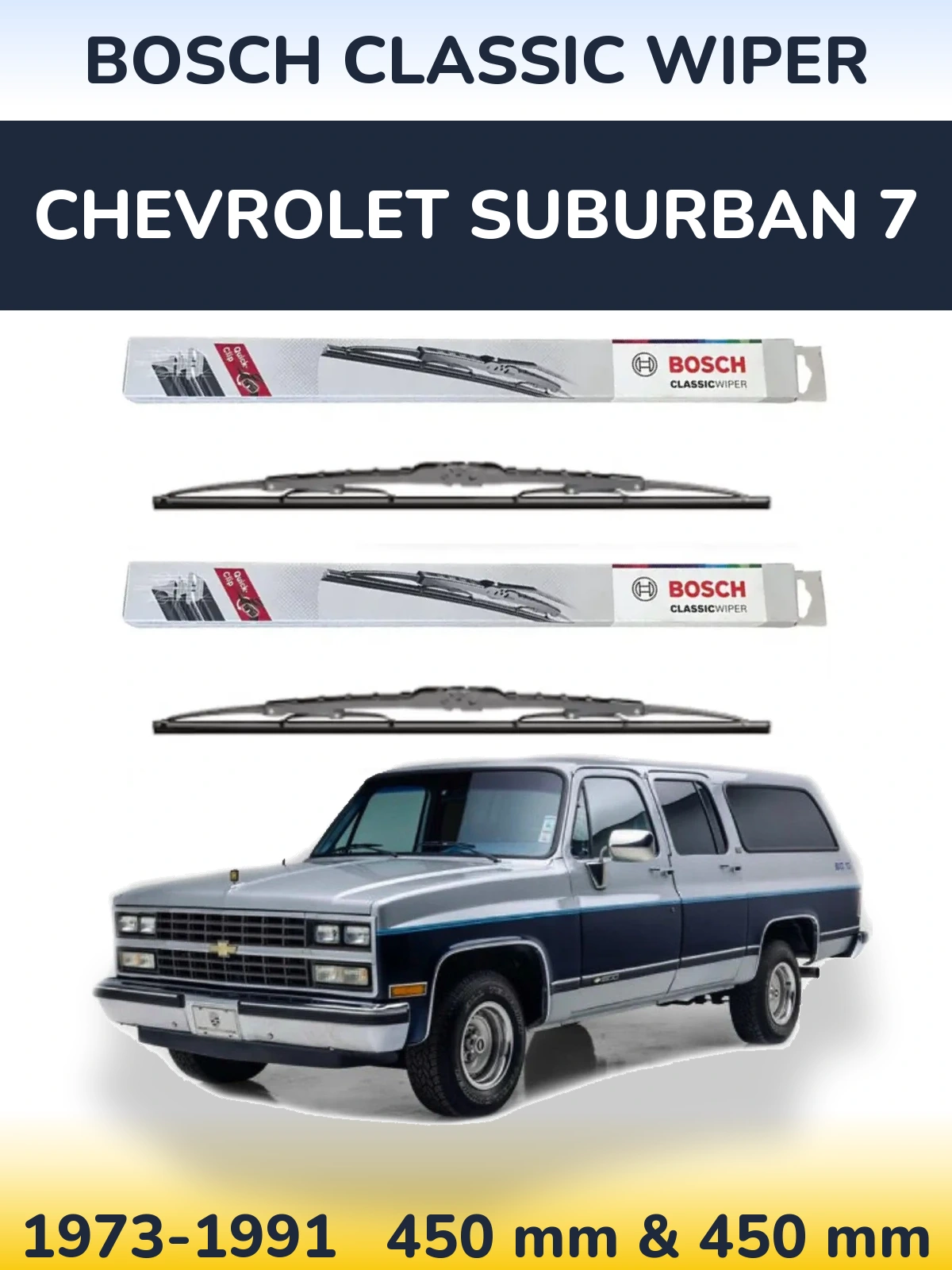 Sada předních stěračů BOSCH Classic Wiper 450 a 450 mm pro Chevrolet Suburban 7 1973-1991