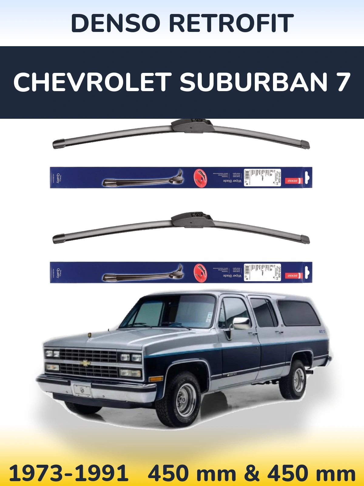 Sada předních stěračů Denso Retrofit 450 a 450 mm pro Chevrolet Suburban 7 1973-1991