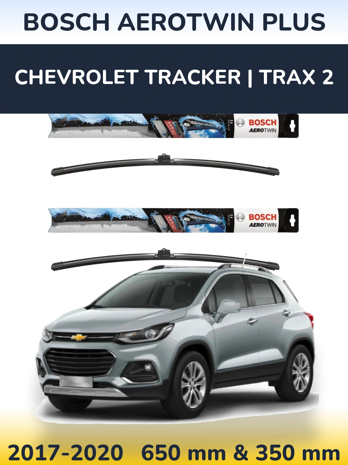 Sada předních stěračů BOSCH AeroTwin Plus 650 a 350 mm pro Chevrolet Tracker | Trax 2 2017-2020