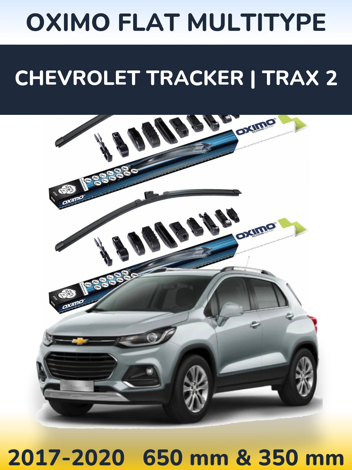 Sada předních stěračů Oximo Flat MultiType 650 a 350 mm pro Chevrolet Tracker | Trax 2 2017-2020