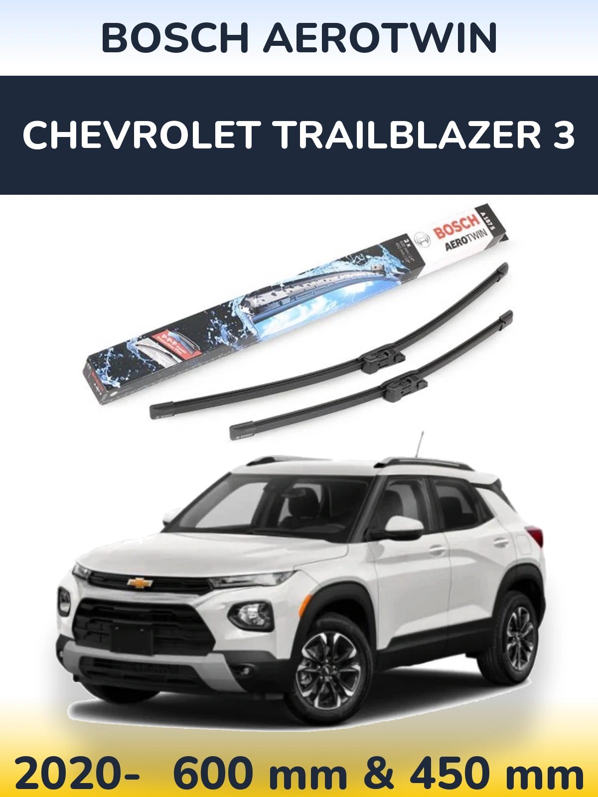 Sada předních stěračů BOSCH AeroTwin 600 a 450 mm pro Chevrolet TrailBlazer 3 2020-2026