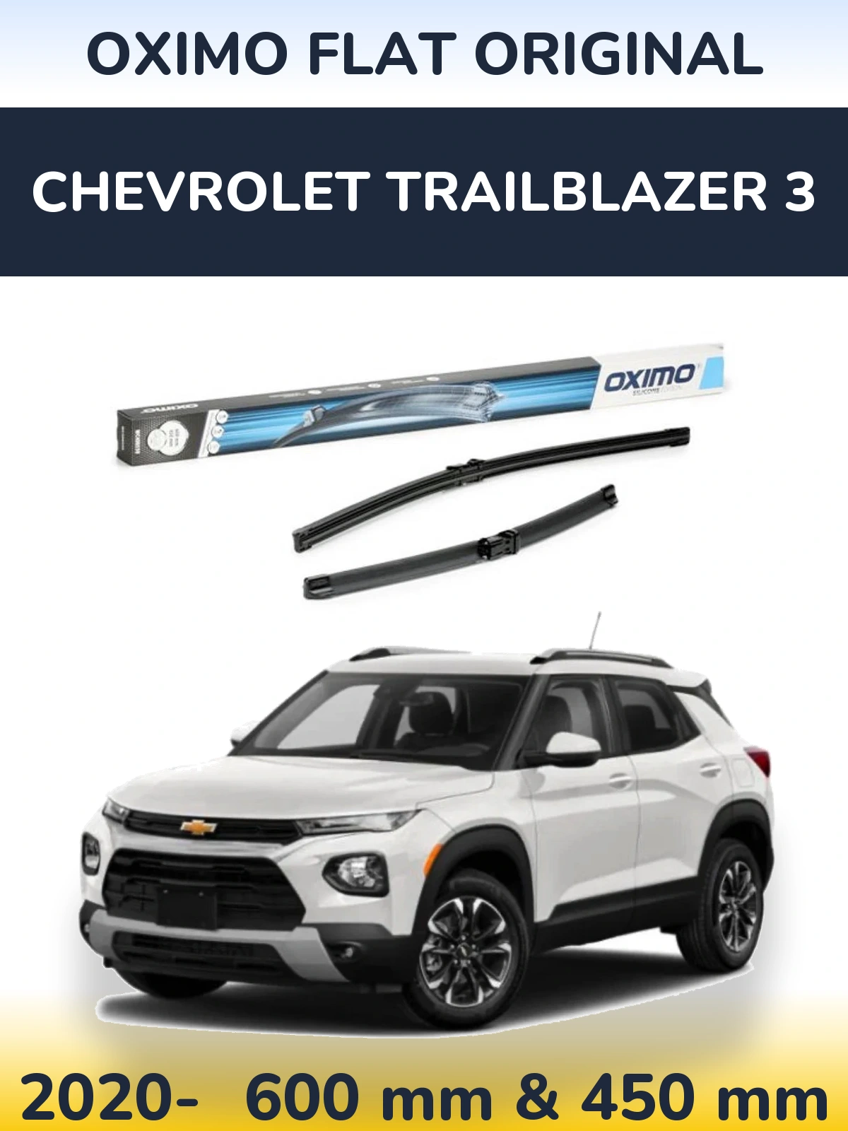 Sada předních stěračů Oximo Flat Original 600 a 450 mm pro Chevrolet TrailBlazer 3 2020-2026