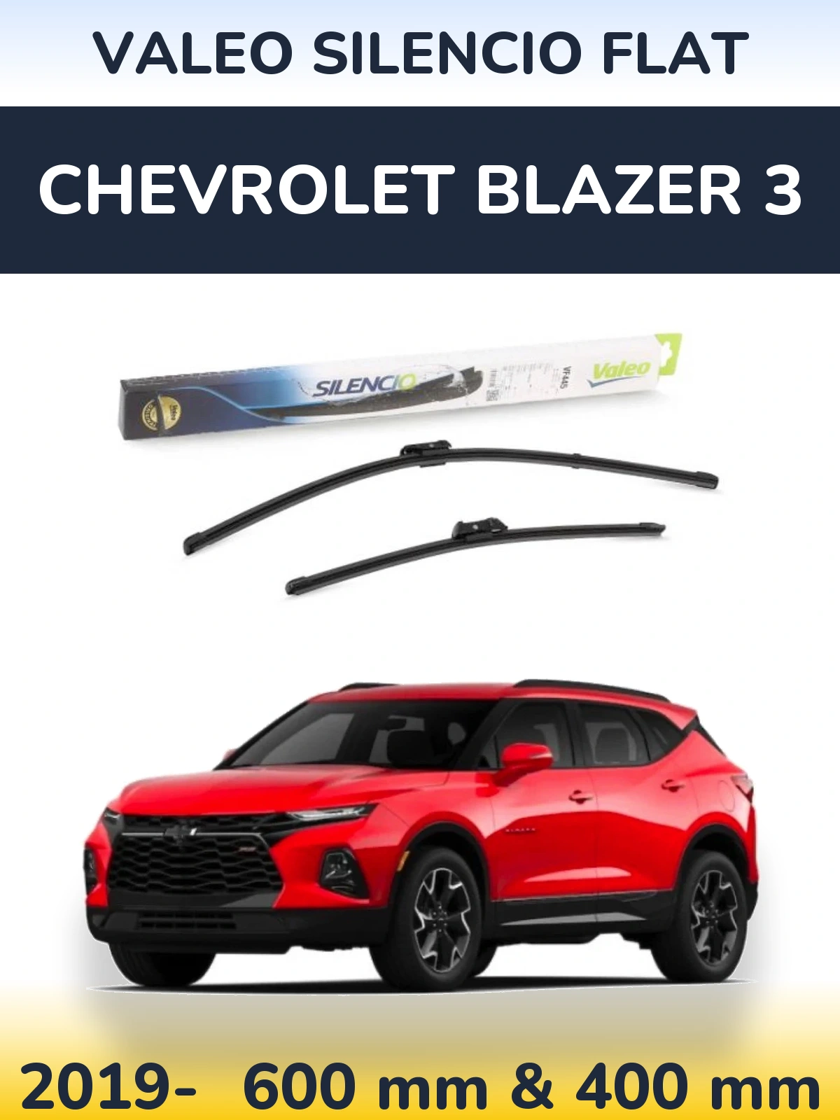 Sada předních stěračů Valeo Silencio Flat 600 a 400 mm pro Chevrolet Blazer 3 2019-2026