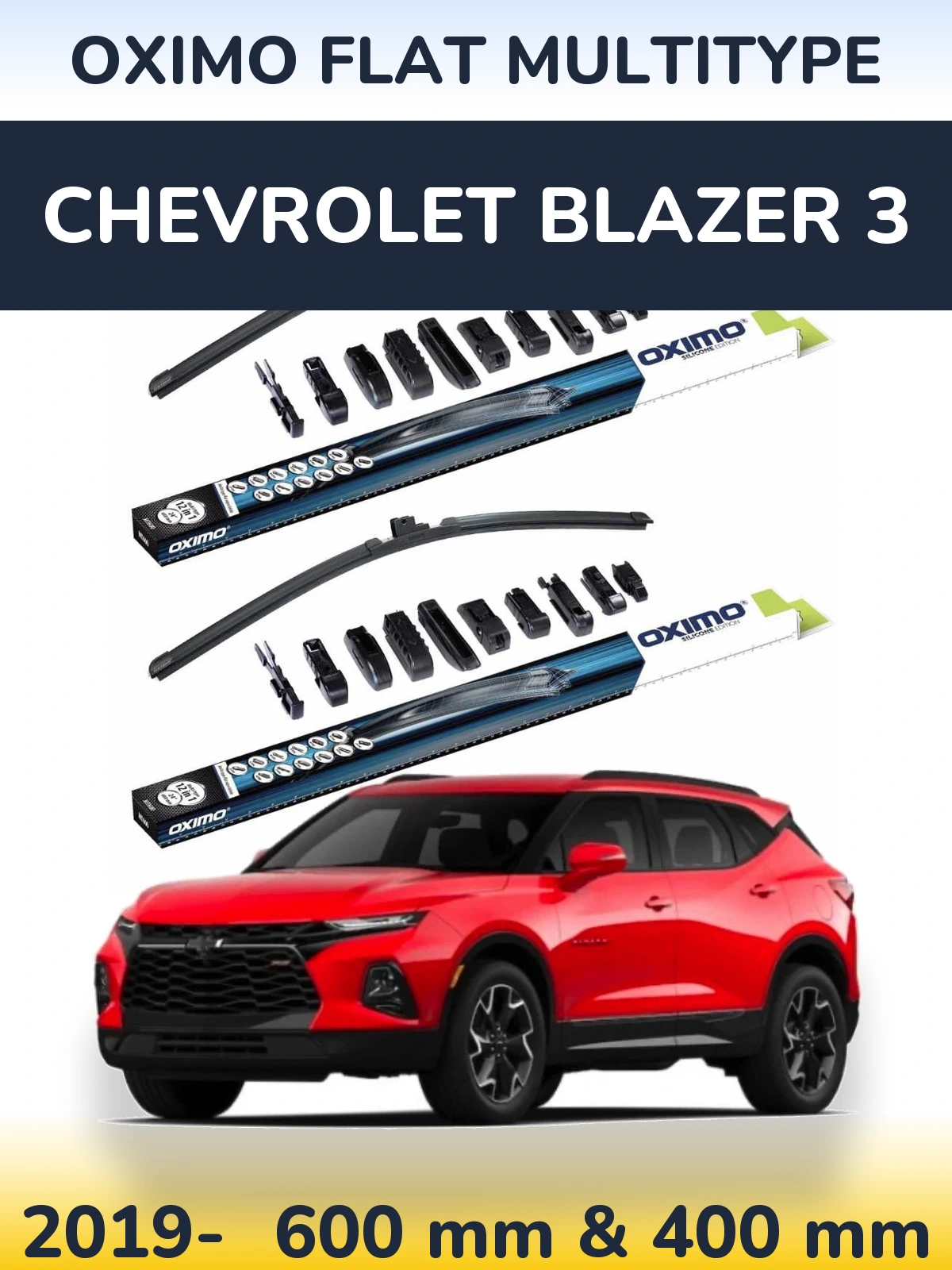 Sada předních stěračů Oximo Flat MultiType 600 a 400 mm pro Chevrolet Blazer 3 2019-2026