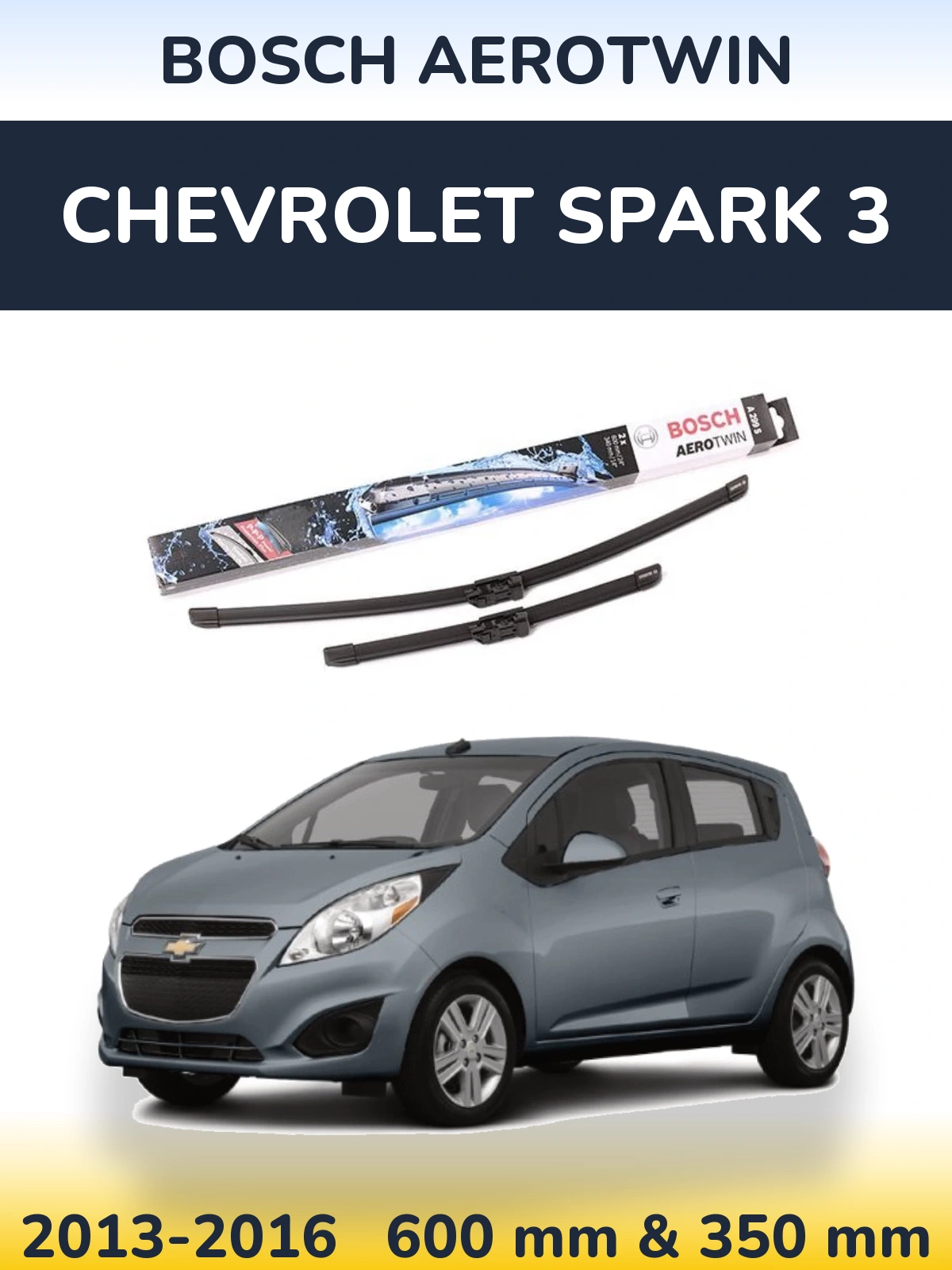 Sada předních stěračů BOSCH AeroTwin 600 a 350 mm pro Chevrolet Spark 3 2013-2016