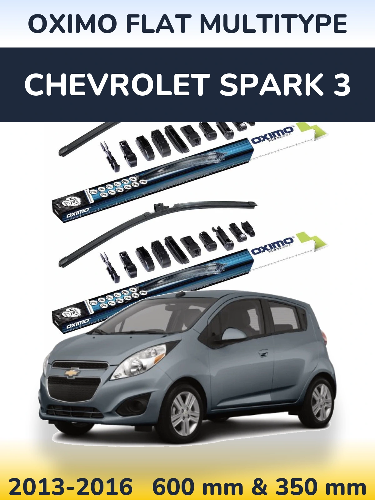 Sada předních stěračů Oximo Flat MultiType 600 a 350 mm pro Chevrolet Spark 3 2013-2016