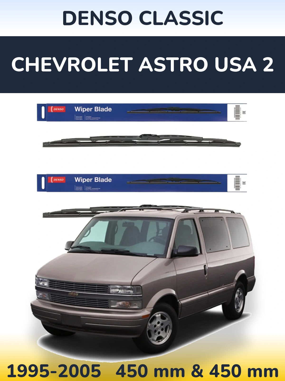 Sada předních stěračů Denso Classic 450 a 450 mm pro Chevrolet Astro USA 2 1995-2005
