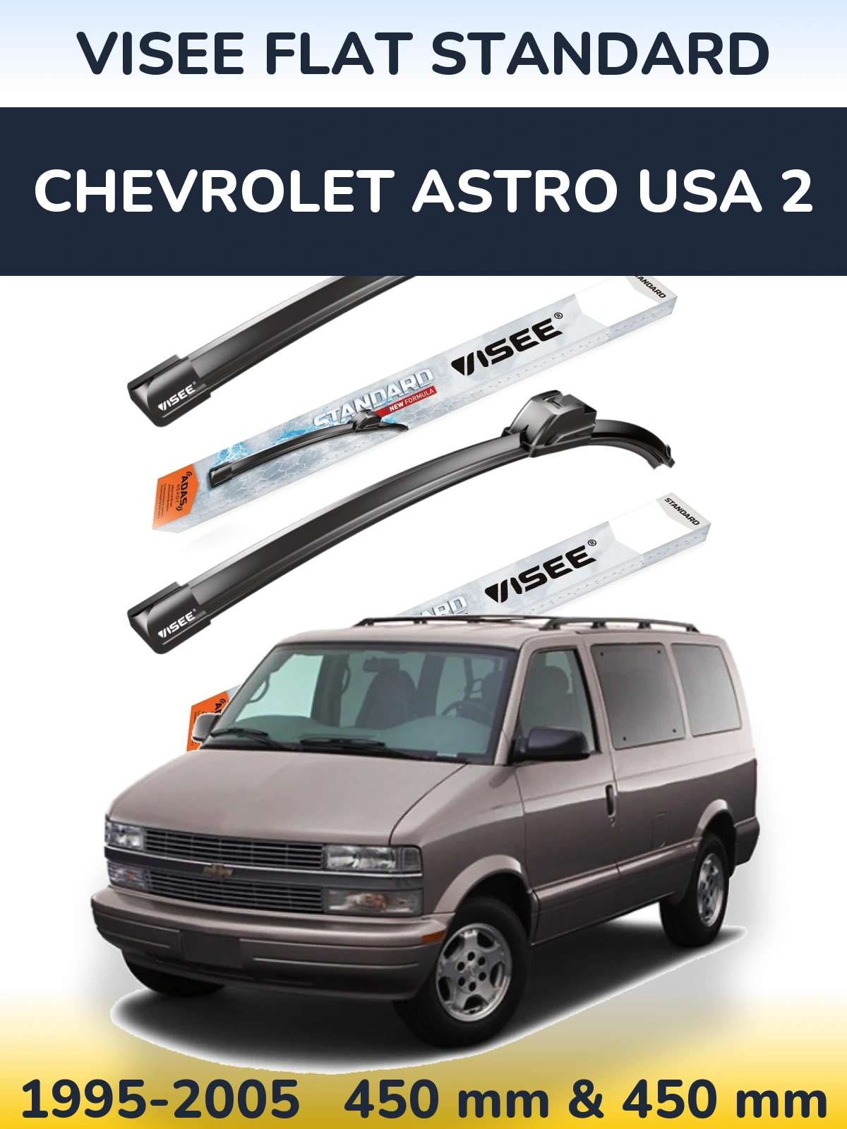Sada předních stěračů VISEE FLAT STANDARD 450 a 450 mm pro Chevrolet Astro USA 2 1995-2005