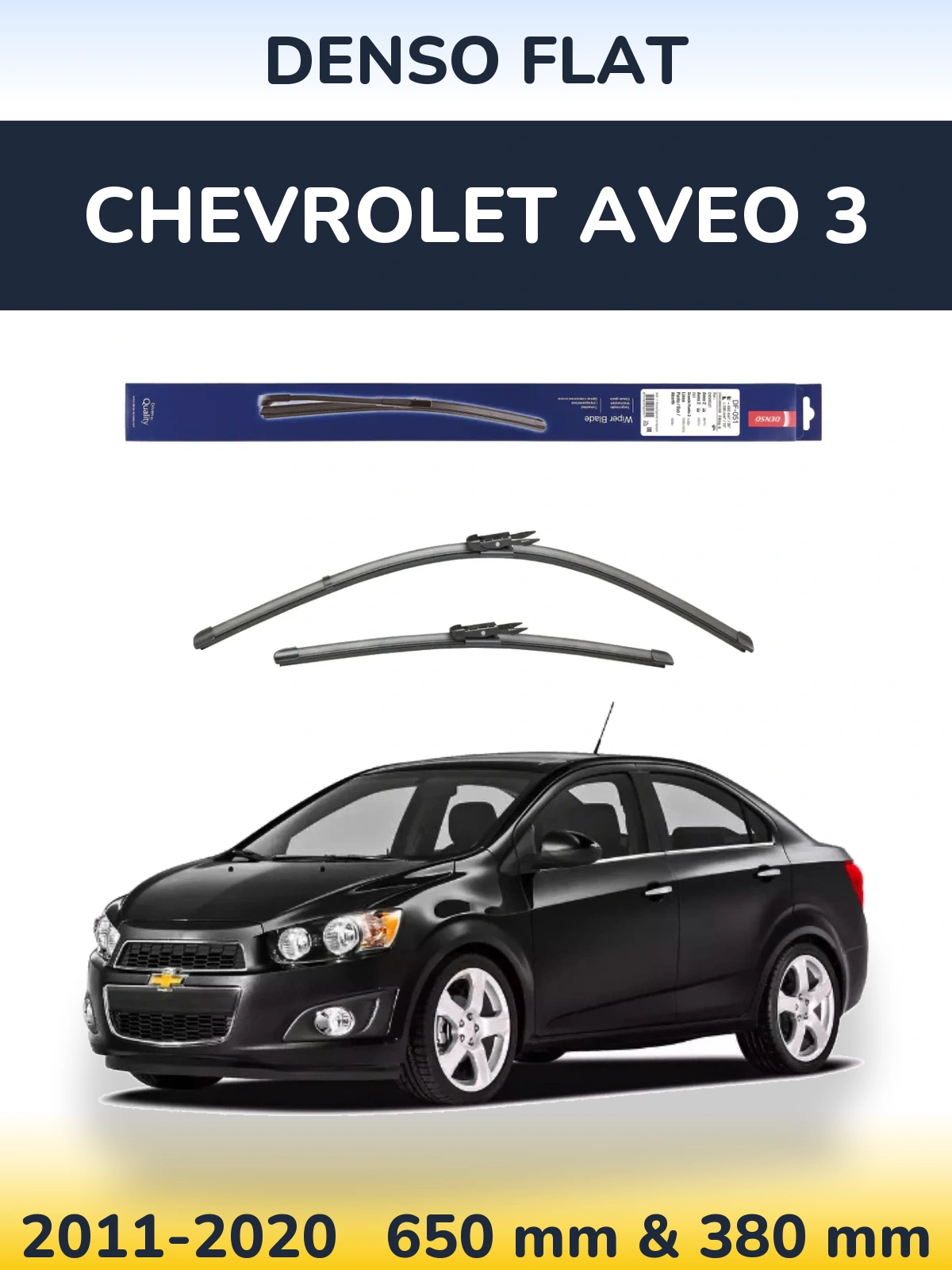 Sada předních stěračů Denso Flat 650 a 380 mm pro Chevrolet Aveo 3 2011-2020