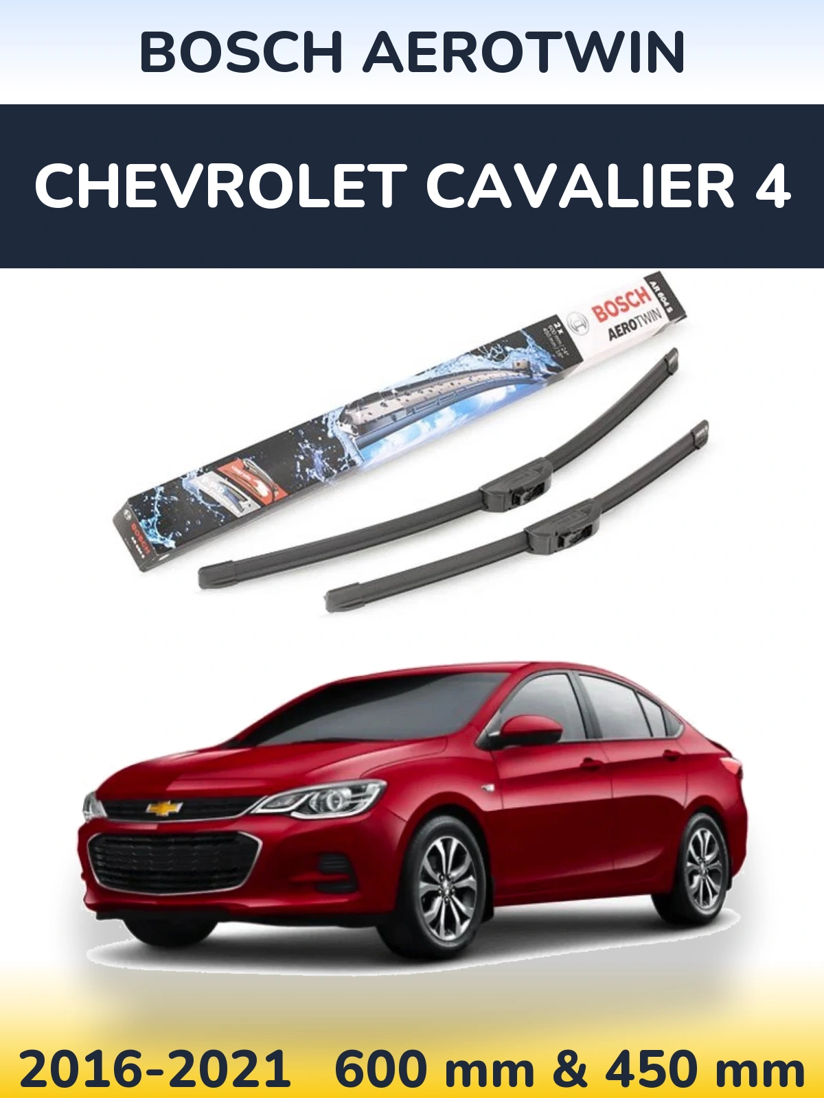 Sada předních stěračů BOSCH AeroTwin 600 a 450 mm pro Chevrolet Cavalier 4 2016-2021