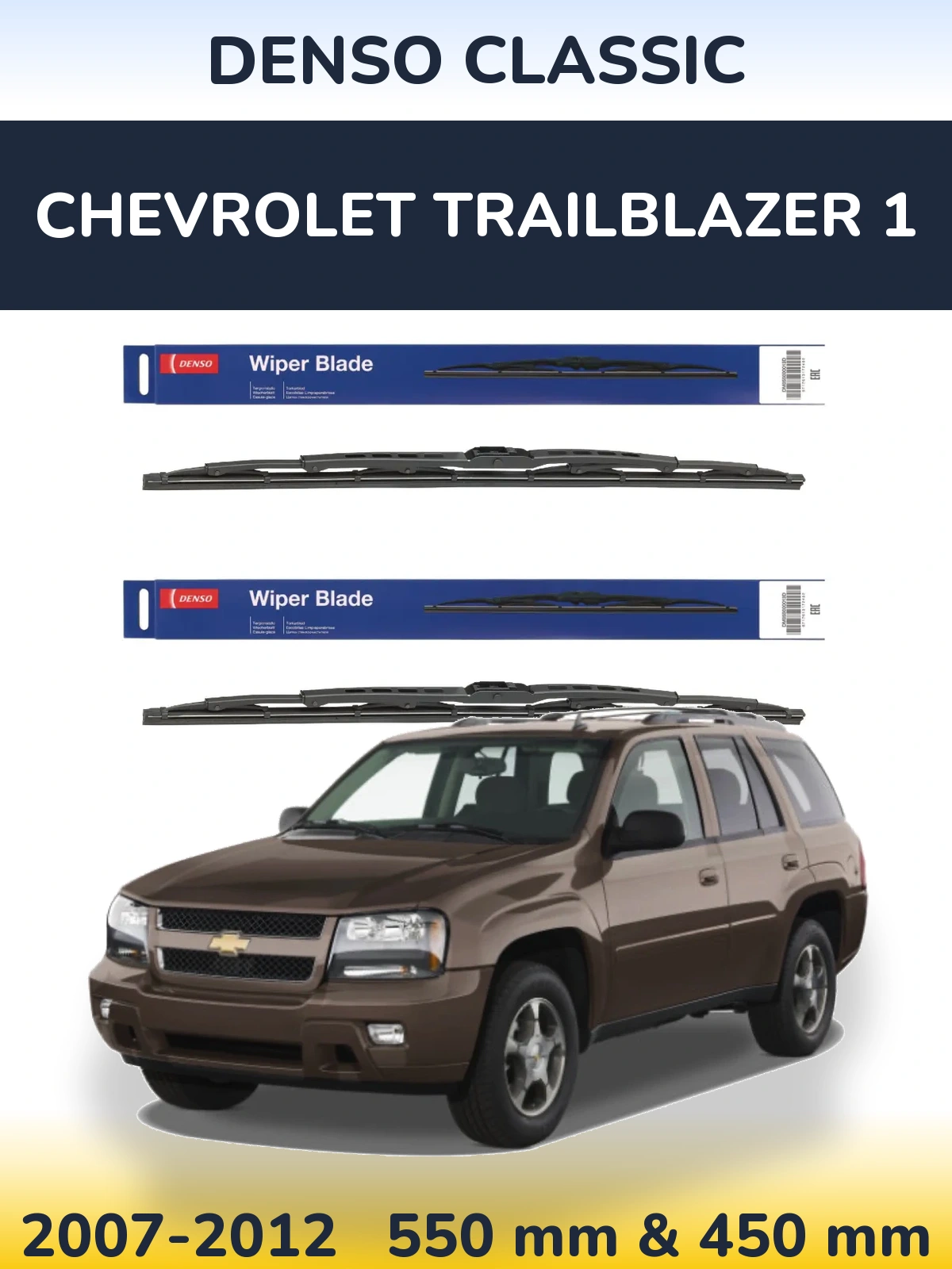 Sada předních stěračů Denso Classic 550 a 450 mm pro Chevrolet TrailBlazer 1 2007-2012