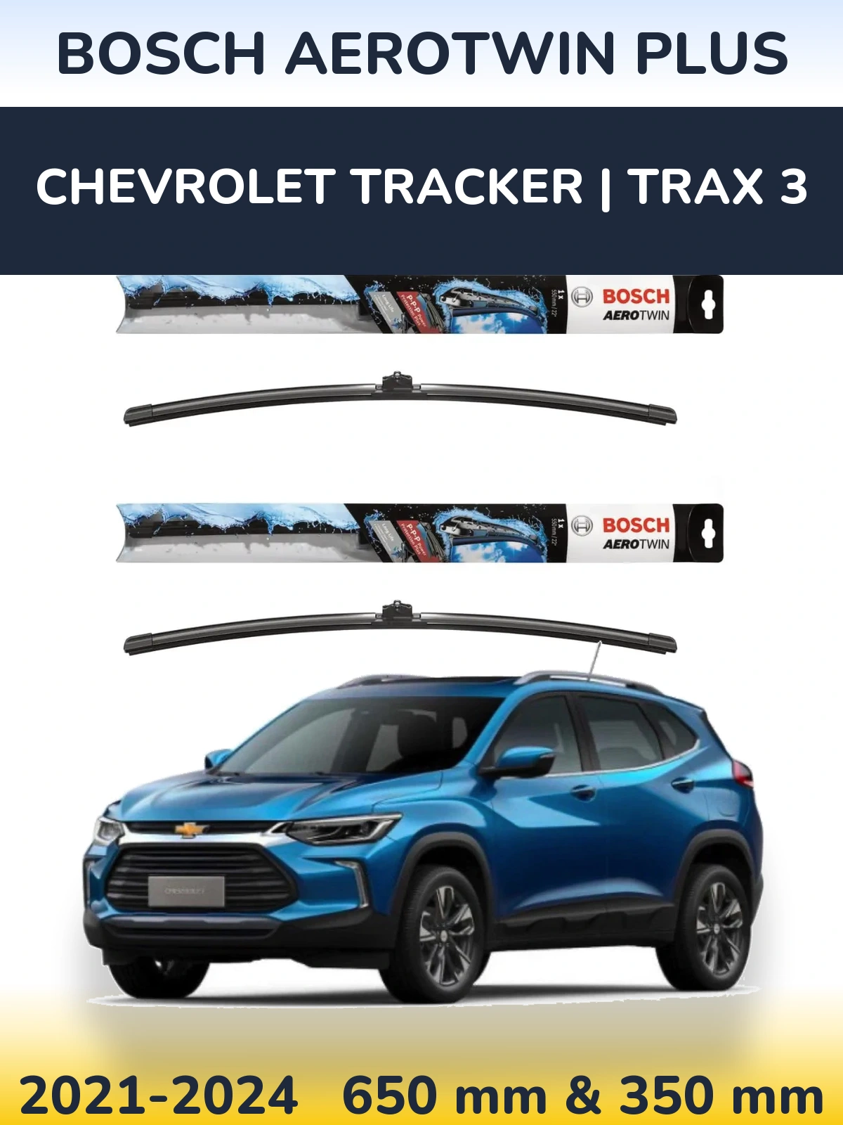 Комплект передніх щіток BOSCH AeroTwin Plus 650 & 350 мм для Chevrolet Tracker | Trax 3 2021-2024