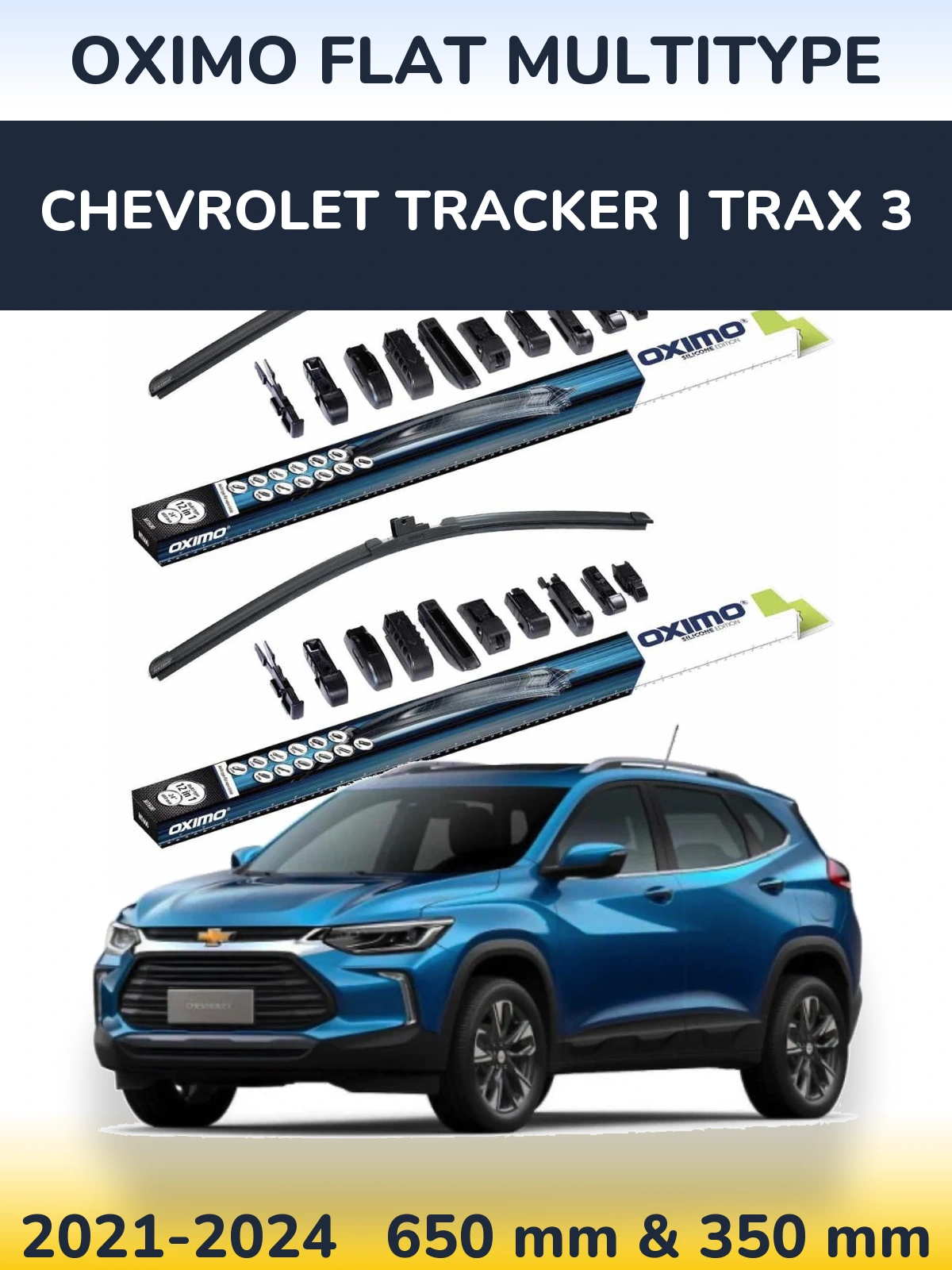 Sada předních stěračů Oximo Flat MultiType 650 a 350 mm pro Chevrolet Tracker | Trax 3 2021-2024