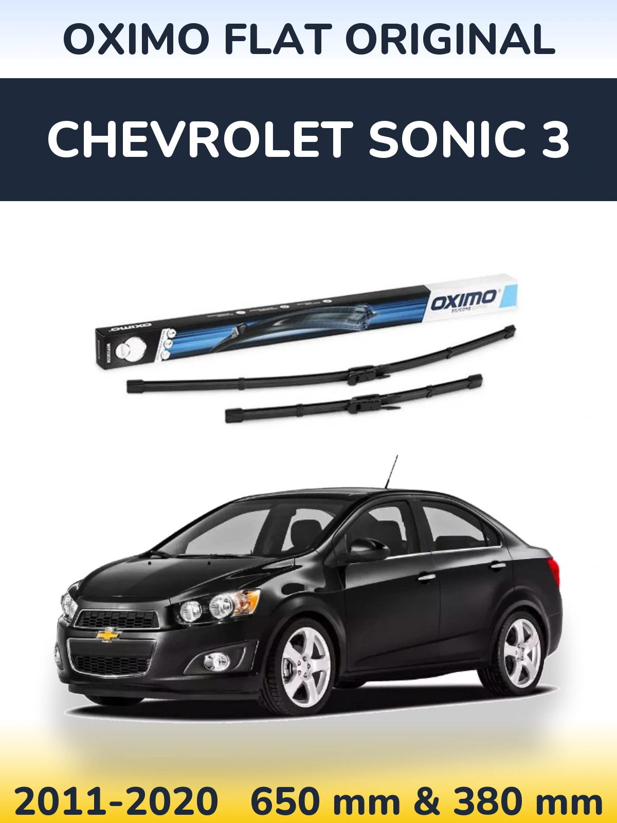 Sada předních stěračů Oximo Flat Original 650 a 380 mm pro Chevrolet Sonic 3 2011-2020