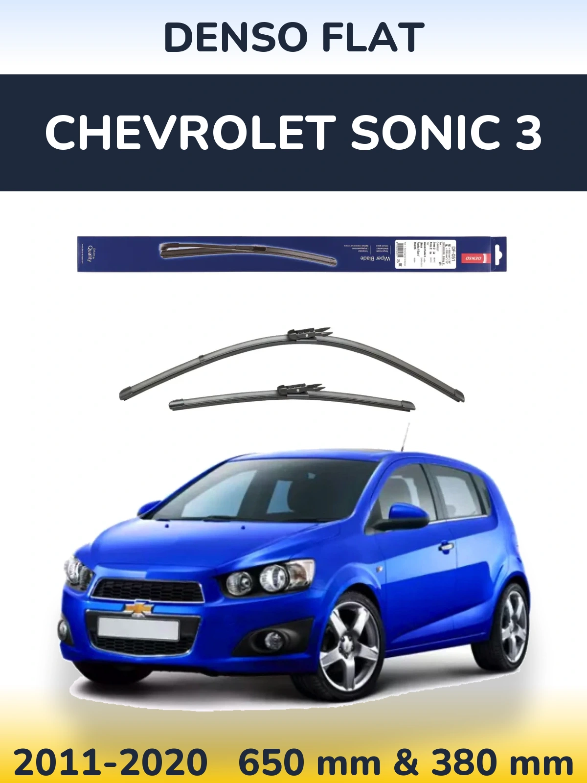Sada předních stěračů Denso Flat 650 a 380 mm pro Chevrolet Sonic 3 2011-2020