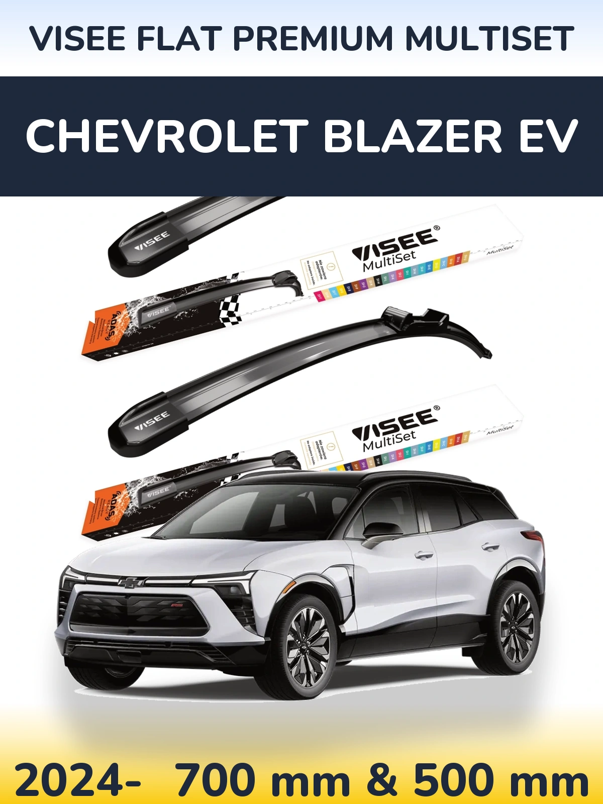Sada předních stěračů VISEE FLAT PREMIUM MultiSet 700 a 500 mm pro Chevrolet Blazer EV 2024-2026