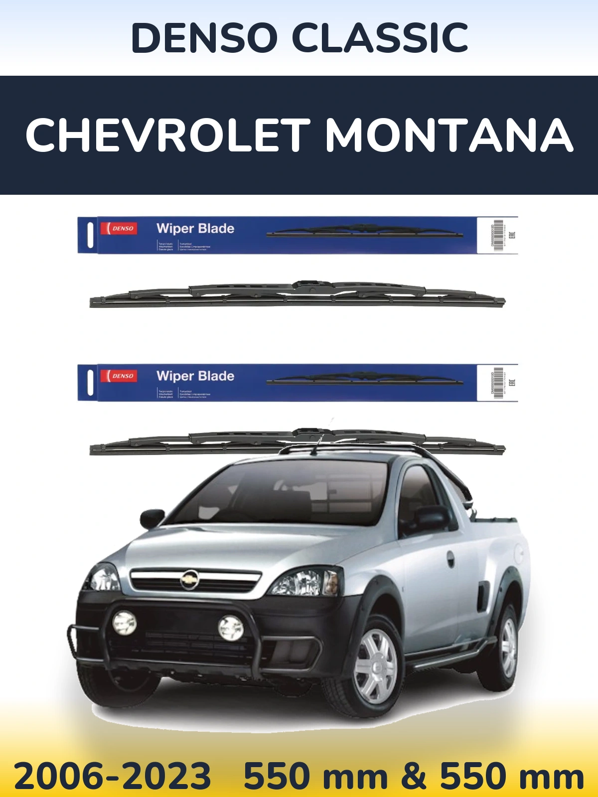 Sada předních stěračů Denso Classic 550 a 550 mm pro Chevrolet Montana 2006-2023