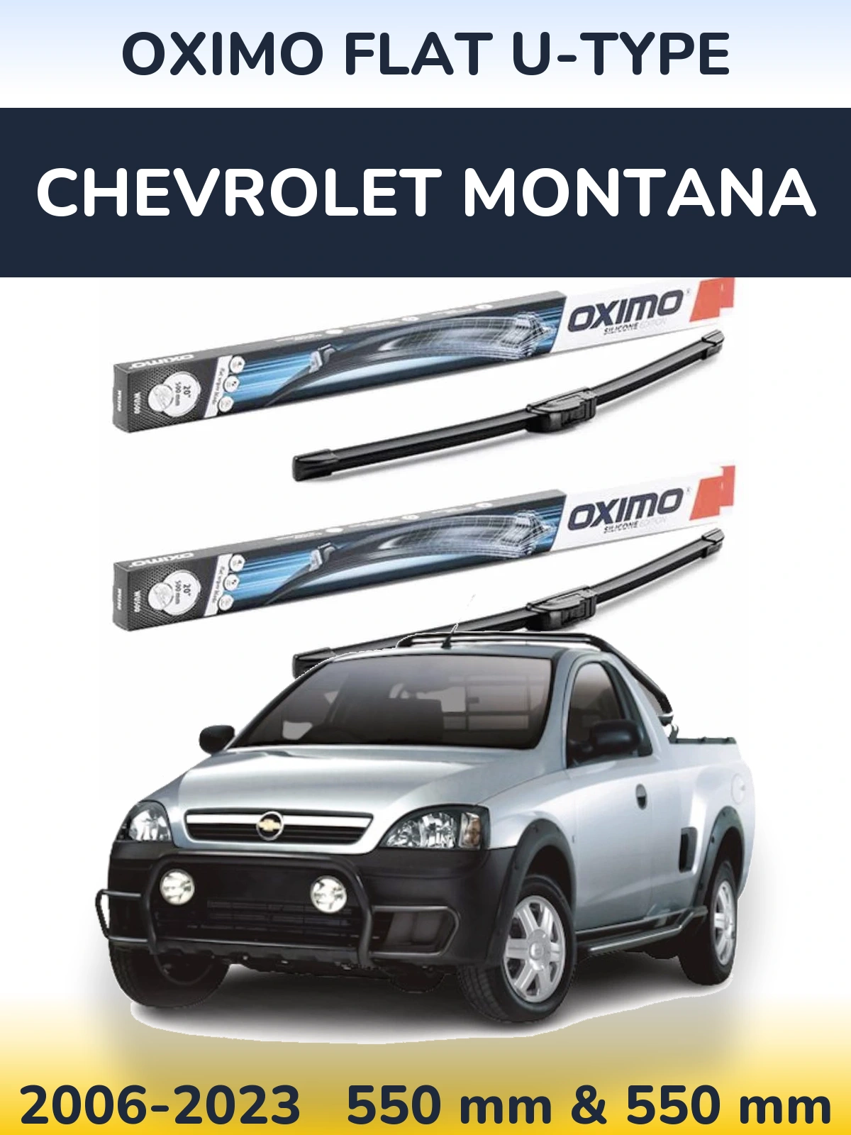 Sada předních stěračů Oximo Flat U-type 550 a 550 mm pro Chevrolet Montana 2006-2023