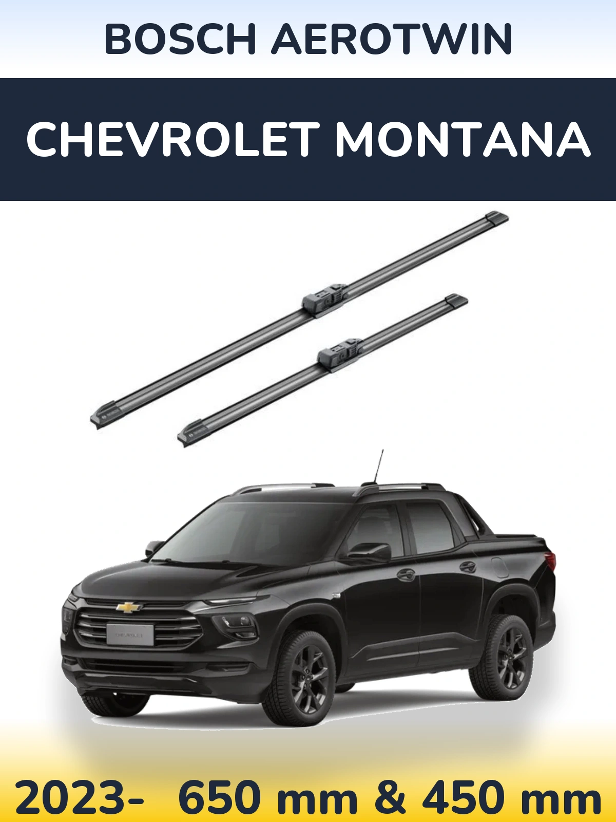 Sada předních stěračů BOSCH AeroTwin 650 a 450 mm pro Chevrolet Montana 2023-2026