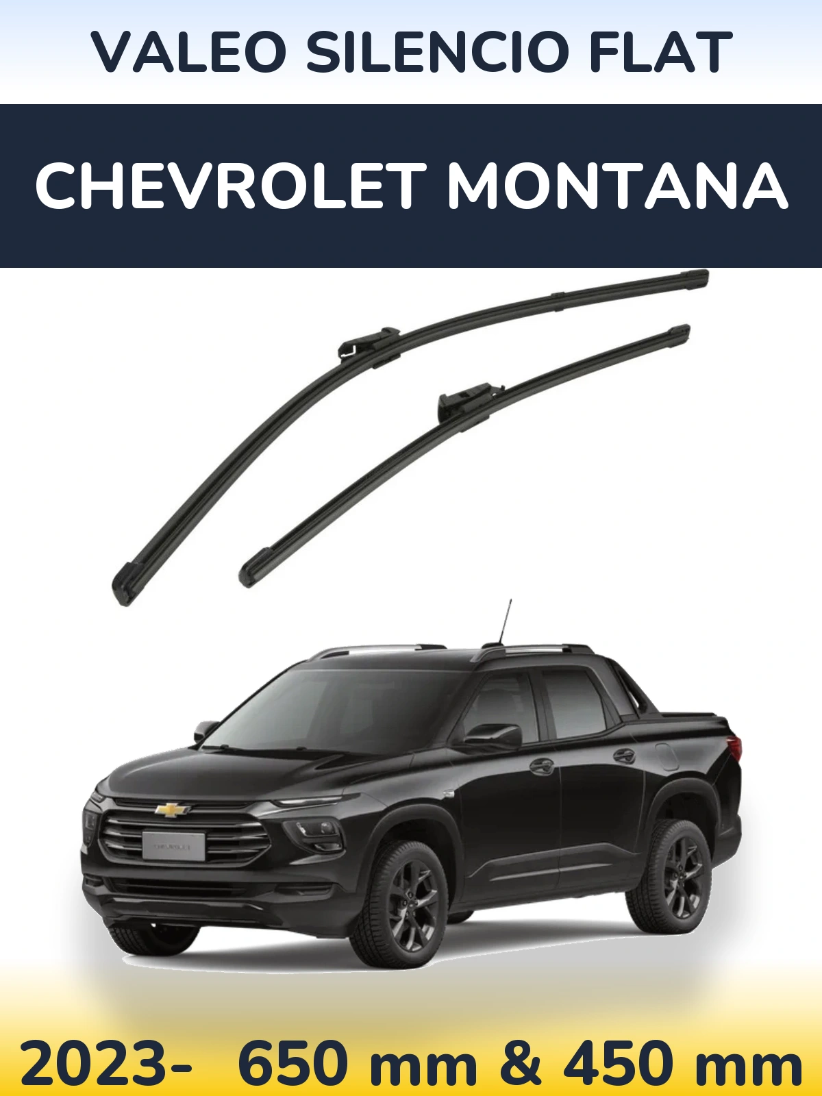 Sada předních stěračů Valeo Silencio Flat 650 a 450 mm pro Chevrolet Montana 2023-2026