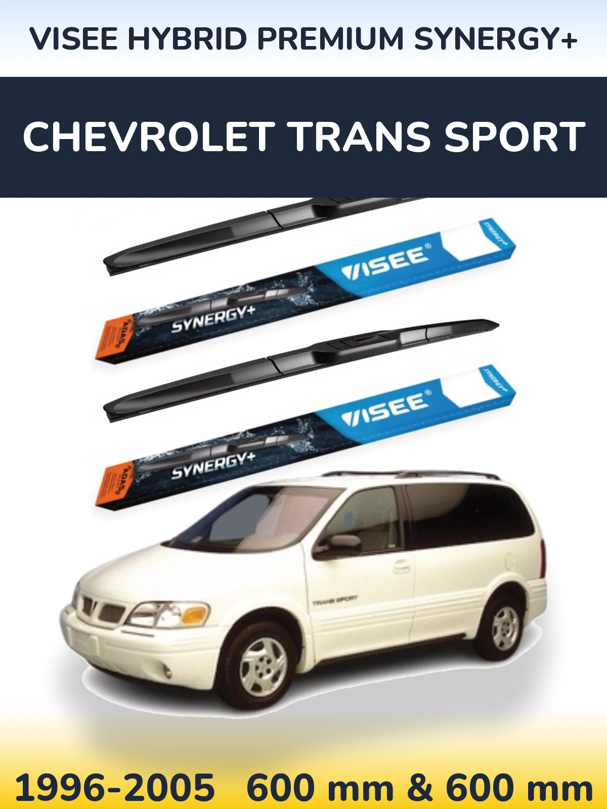 Sada předních stěračů VISEE HYBRID PREMIUM SYNERGY+ 600 a 600 mm pro Chevrolet Trans Sport 1996-2005