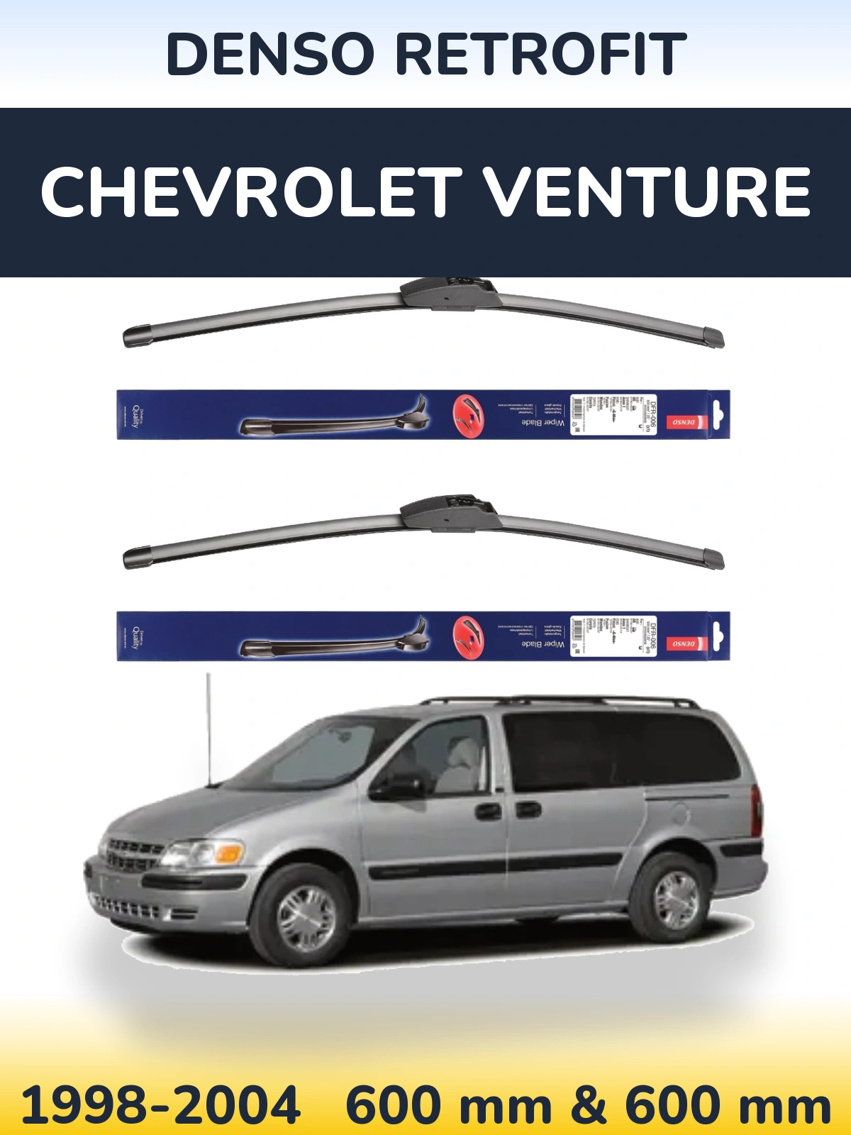 Sada předních stěračů Denso Retrofit 600 a 600 mm pro Chevrolet Venture 1998-2004