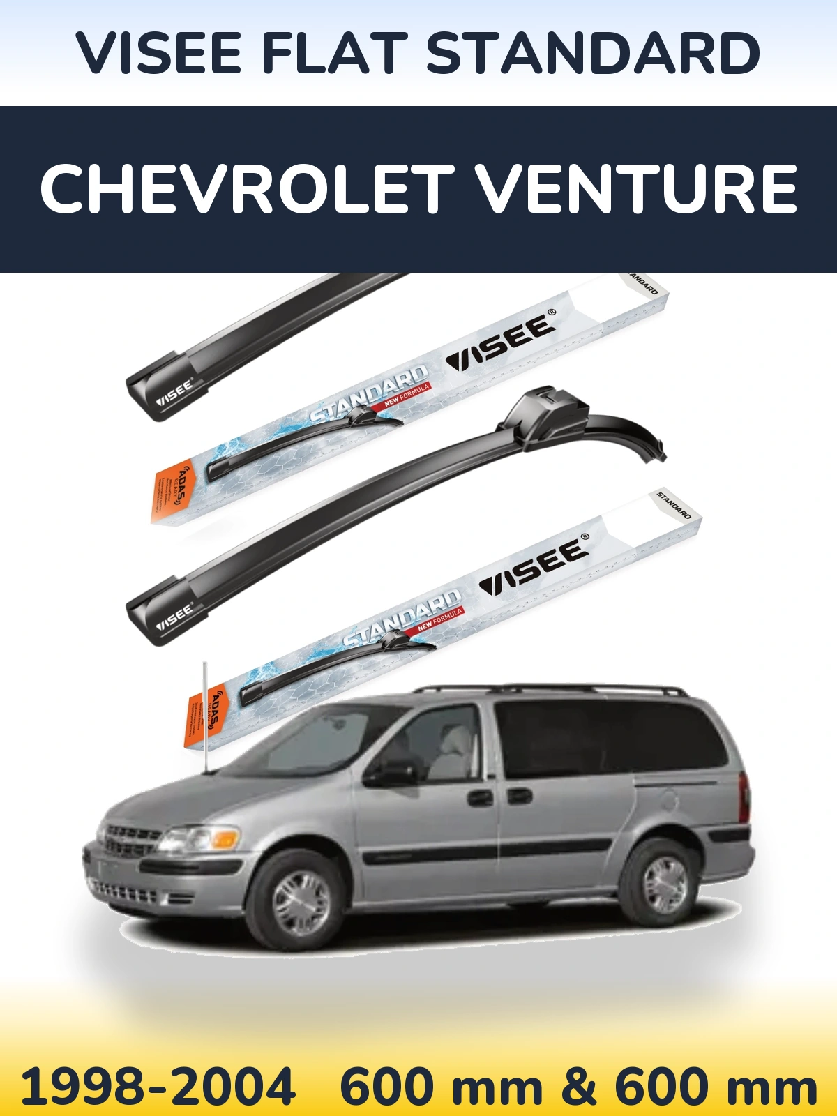 Комплект передніх щіток VISEE FLAT STANDARD 600 & 600 мм для Chevrolet Venture 1998-2004