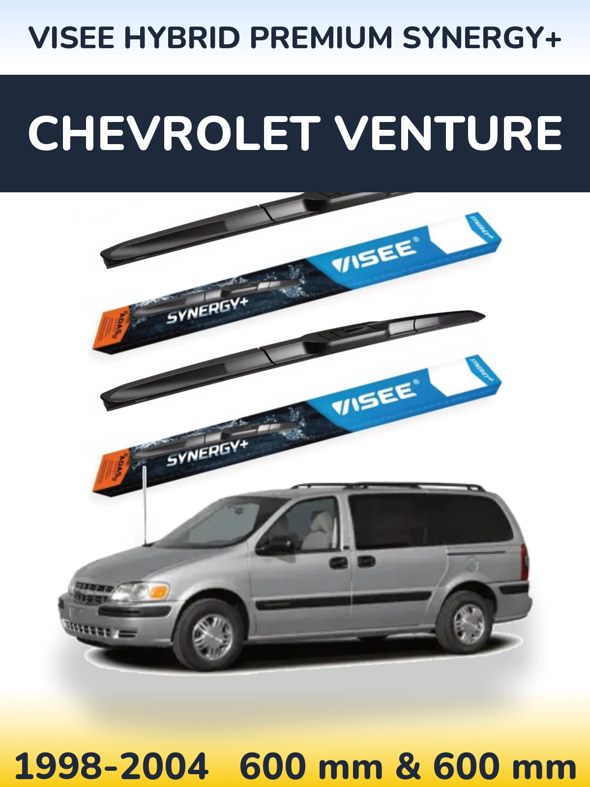 Sada předních stěračů VISEE HYBRID PREMIUM SYNERGY+ 600 a 600 mm pro Chevrolet Venture 1998-2004