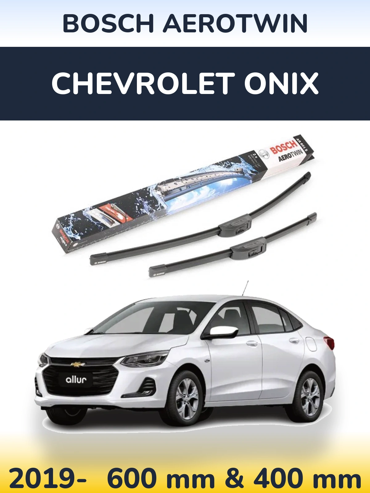 Sada předních stěračů BOSCH AeroTwin 600 a 400 mm pro Chevrolet Onix 2019-2026