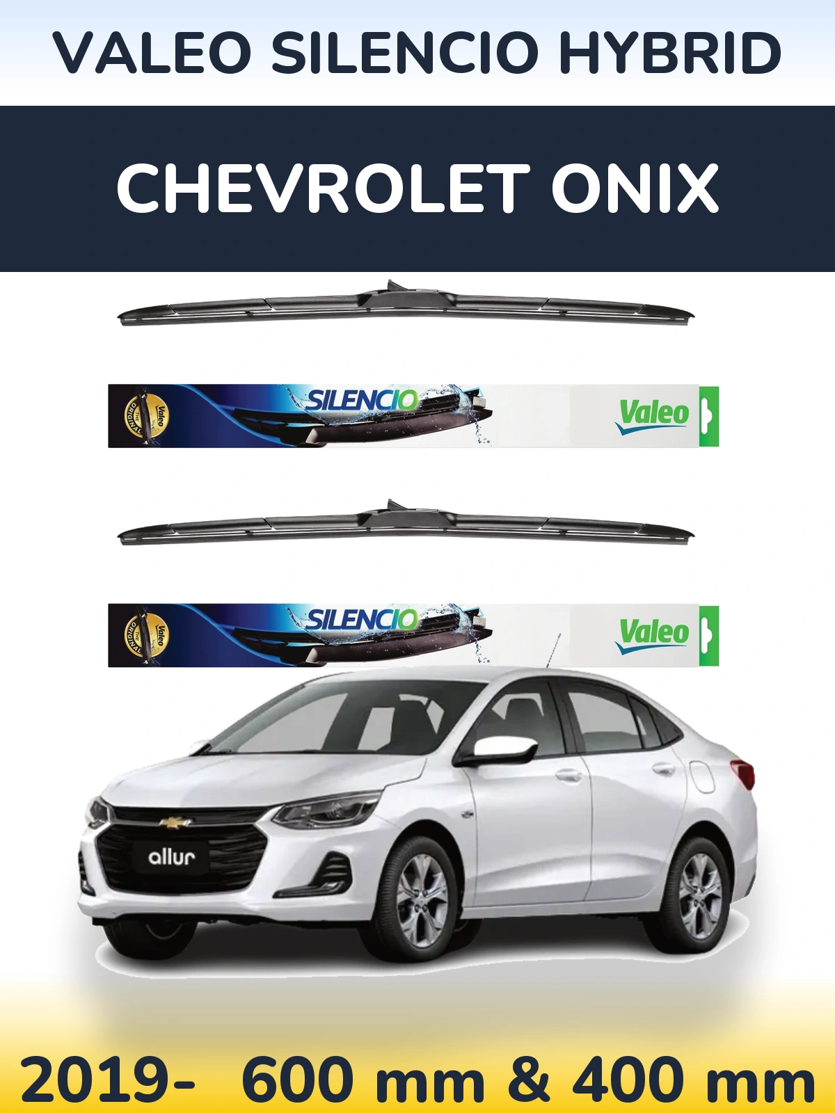 Комплект передніх щіток Valeo Silencio Hybrid 600 & 400 мм для Chevrolet Onix 2019-2026