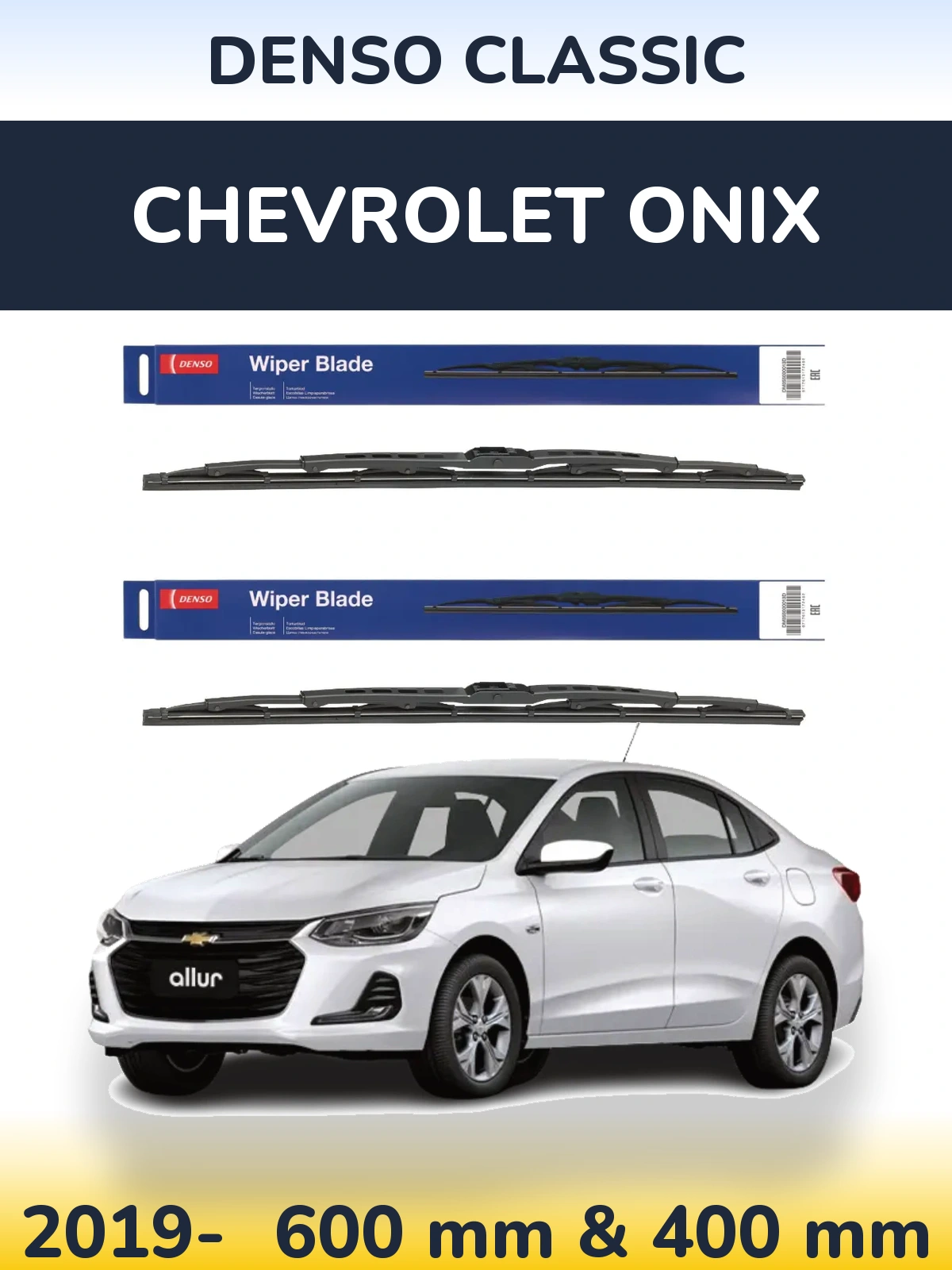 Sada předních stěračů Denso Classic 600 a 400 mm pro Chevrolet Onix 2019-2026