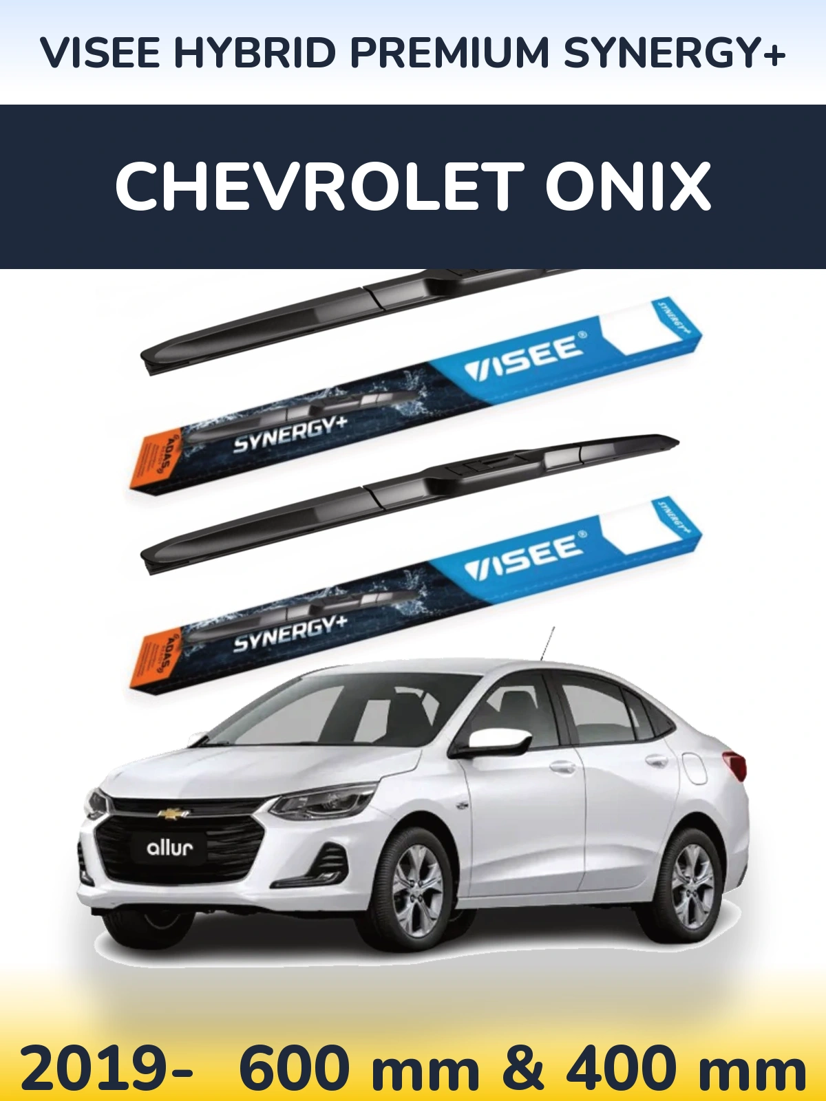 Sada předních stěračů VISEE HYBRID PREMIUM SYNERGY+ 600 a 400 mm pro Chevrolet Onix 2019-2026
