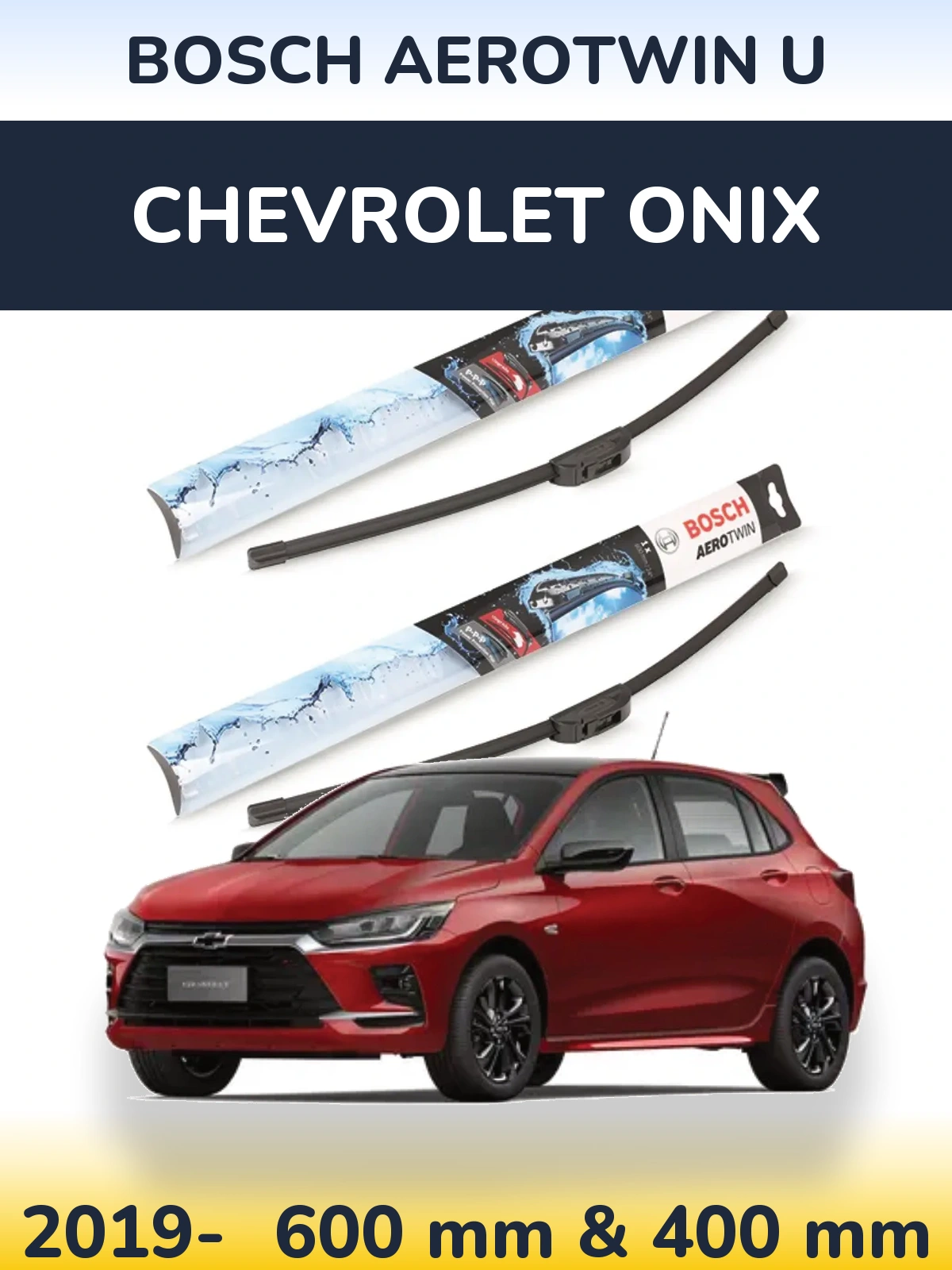 Sada předních stěračů BOSCH AeroTwin U 600 a 400 mm pro Chevrolet Onix 2019-2026