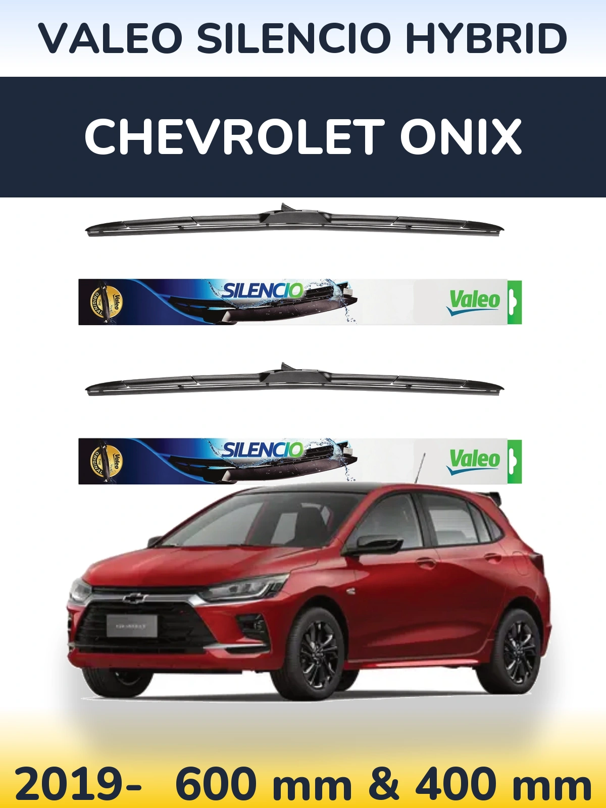 Комплект передніх щіток Valeo Silencio Hybrid 600 & 400 мм для Chevrolet Onix 2019-2026