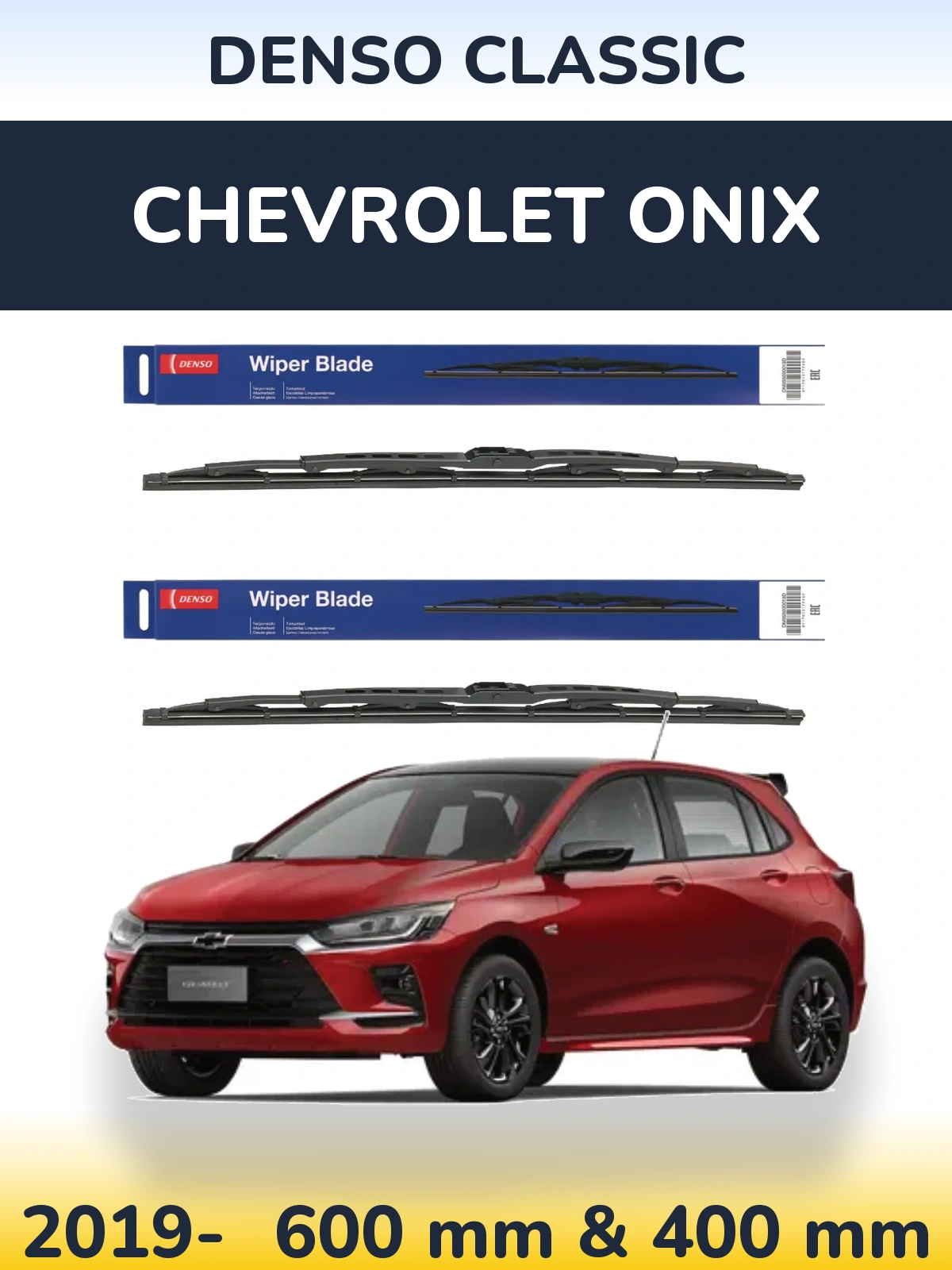 Sada předních stěračů Denso Classic 600 a 400 mm pro Chevrolet Onix 2019-2026