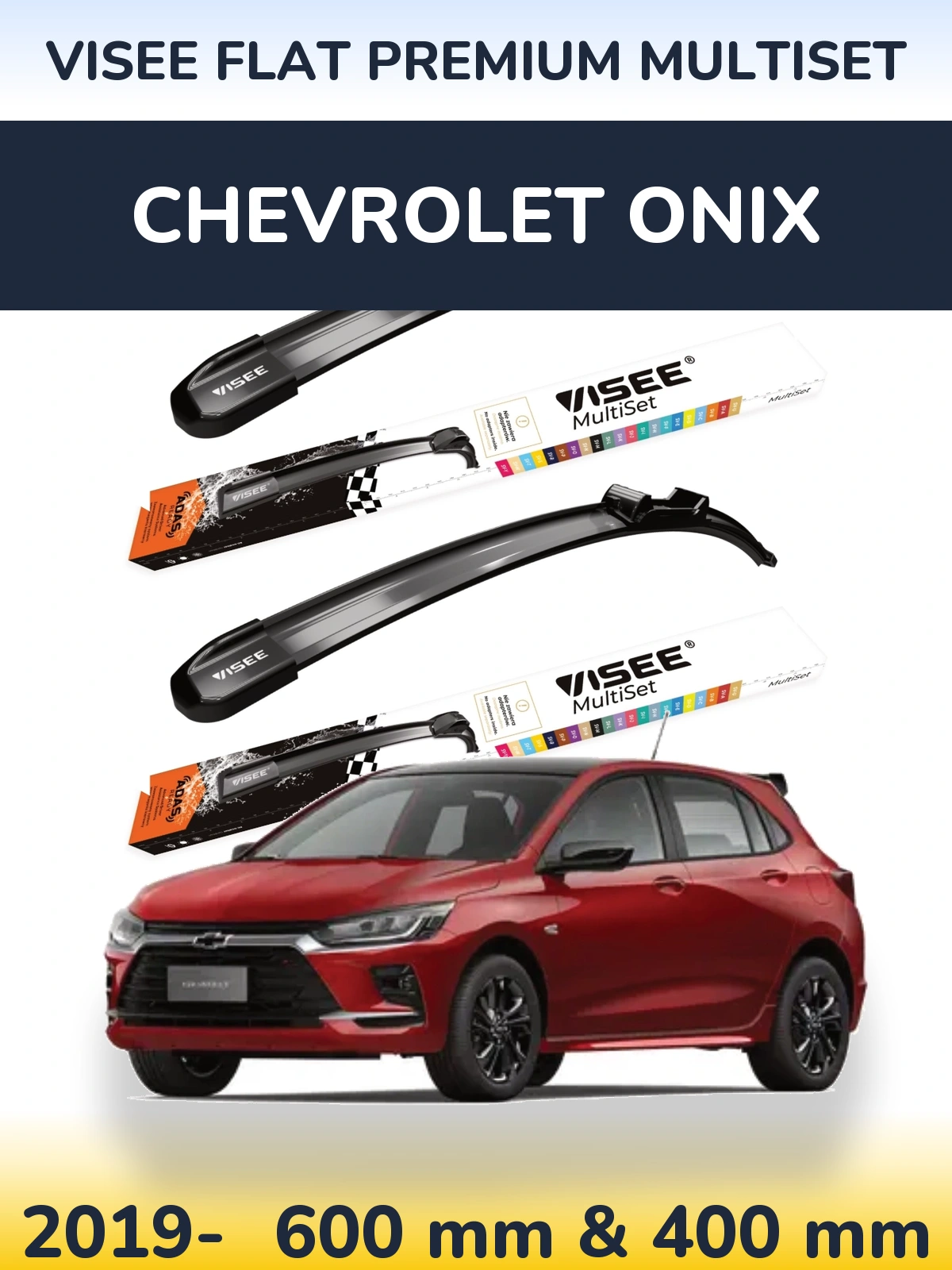 Sada předních stěračů VISEE FLAT PREMIUM MultiSet 600 a 400 mm pro Chevrolet Onix 2019-2026