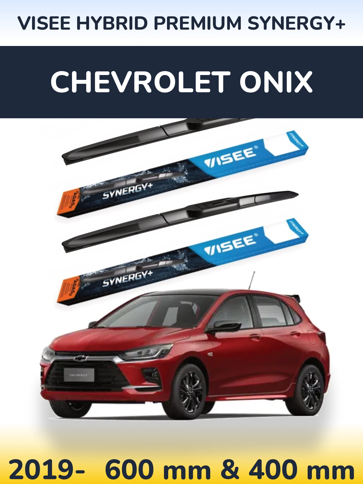 Sada předních stěračů VISEE HYBRID PREMIUM SYNERGY+ 600 a 400 mm pro Chevrolet Onix 2019-2026