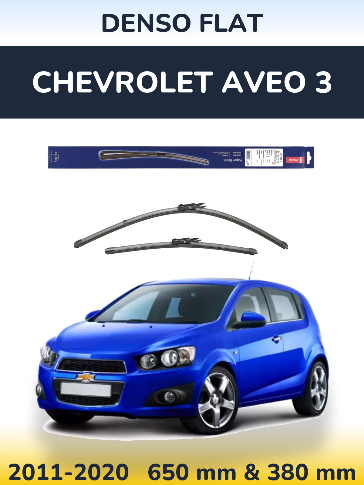Sada předních stěračů Denso Flat 650 a 380 mm pro Chevrolet Aveo 3 2011-2020