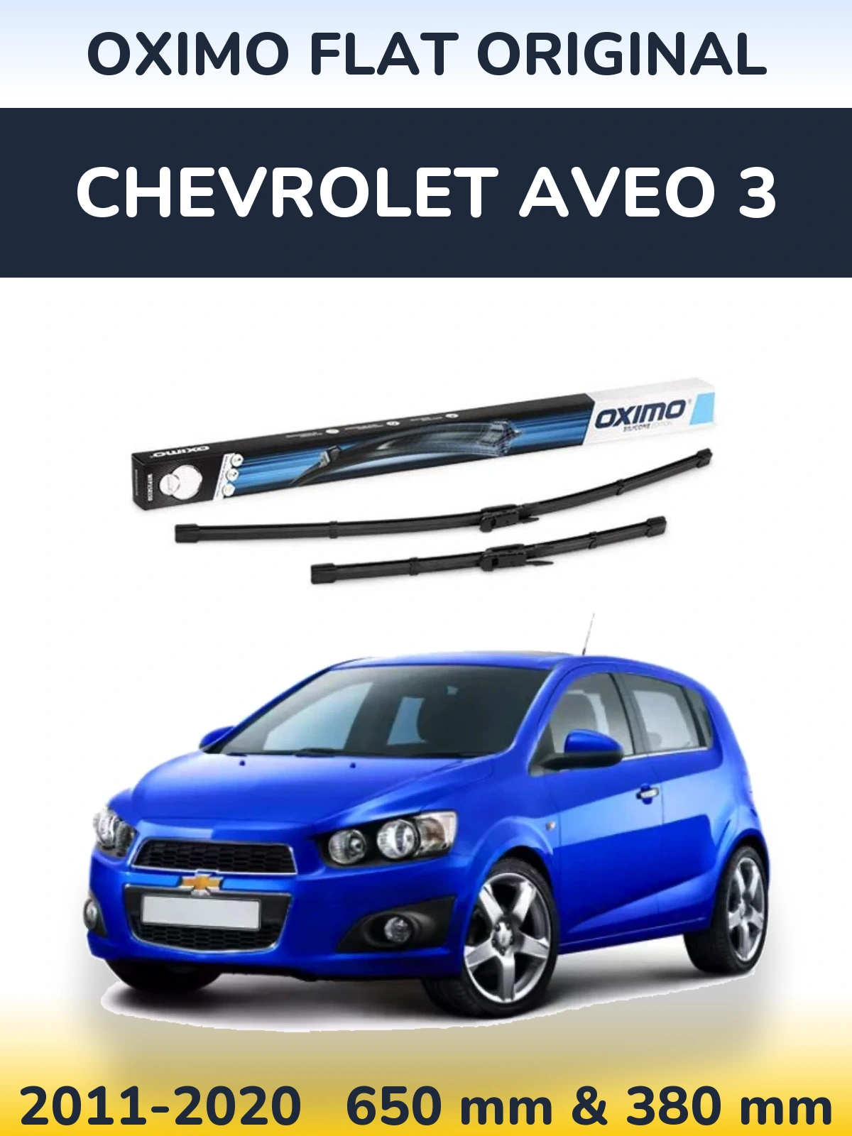 Sada předních stěračů Oximo Flat Original 650 a 380 mm pro Chevrolet Aveo 3 2011-2020