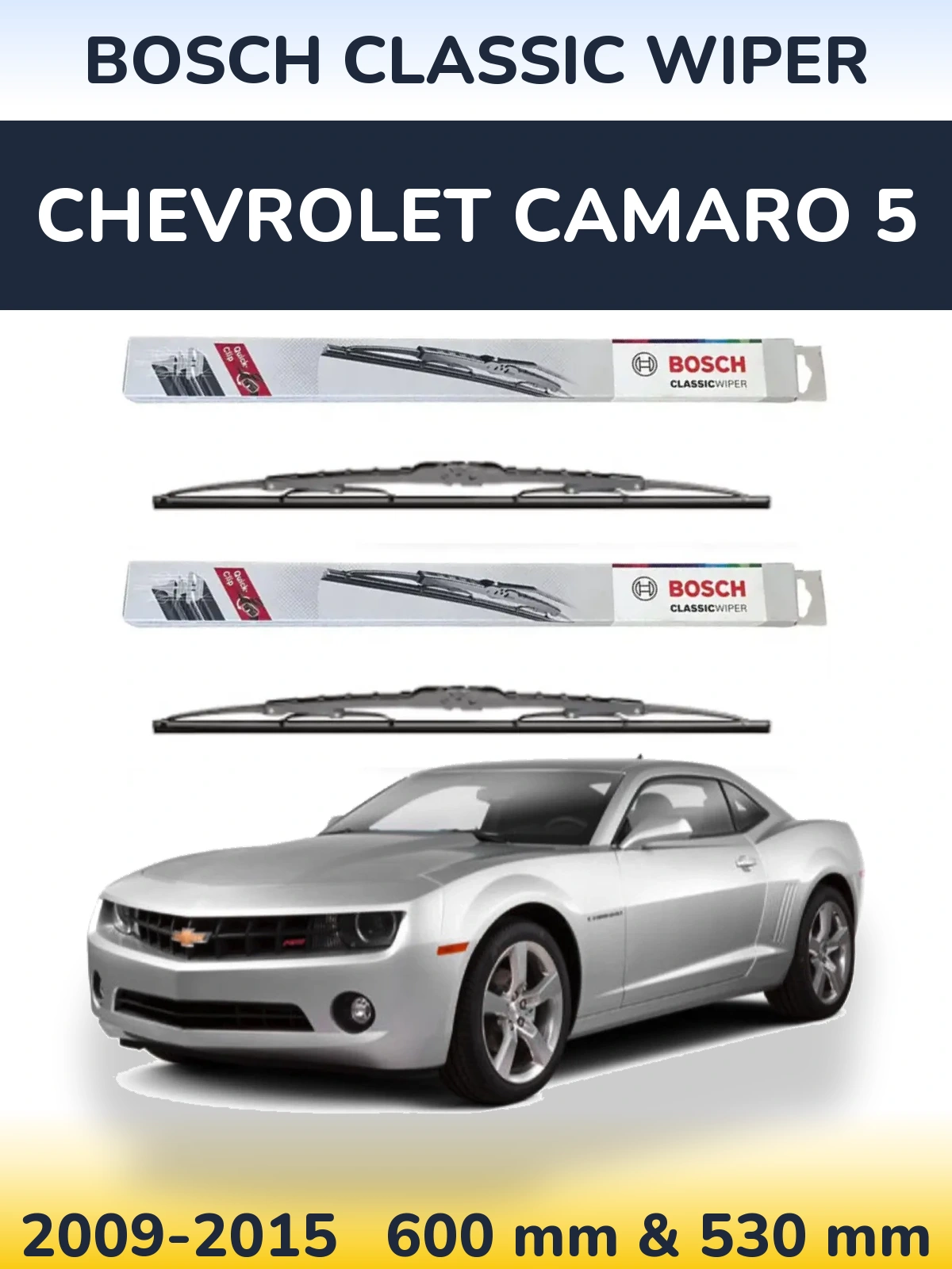 Sada předních stěračů BOSCH Classic Wiper 600 a 530 mm pro Chevrolet Camaro 5 2009-2015