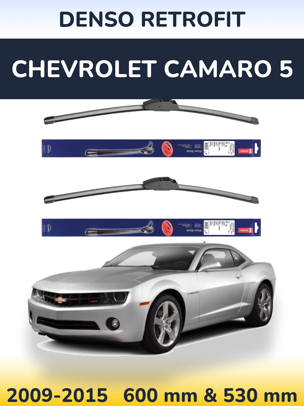 Sada předních stěračů Denso Retrofit 600 a 530 mm pro Chevrolet Camaro 5 2009-2015